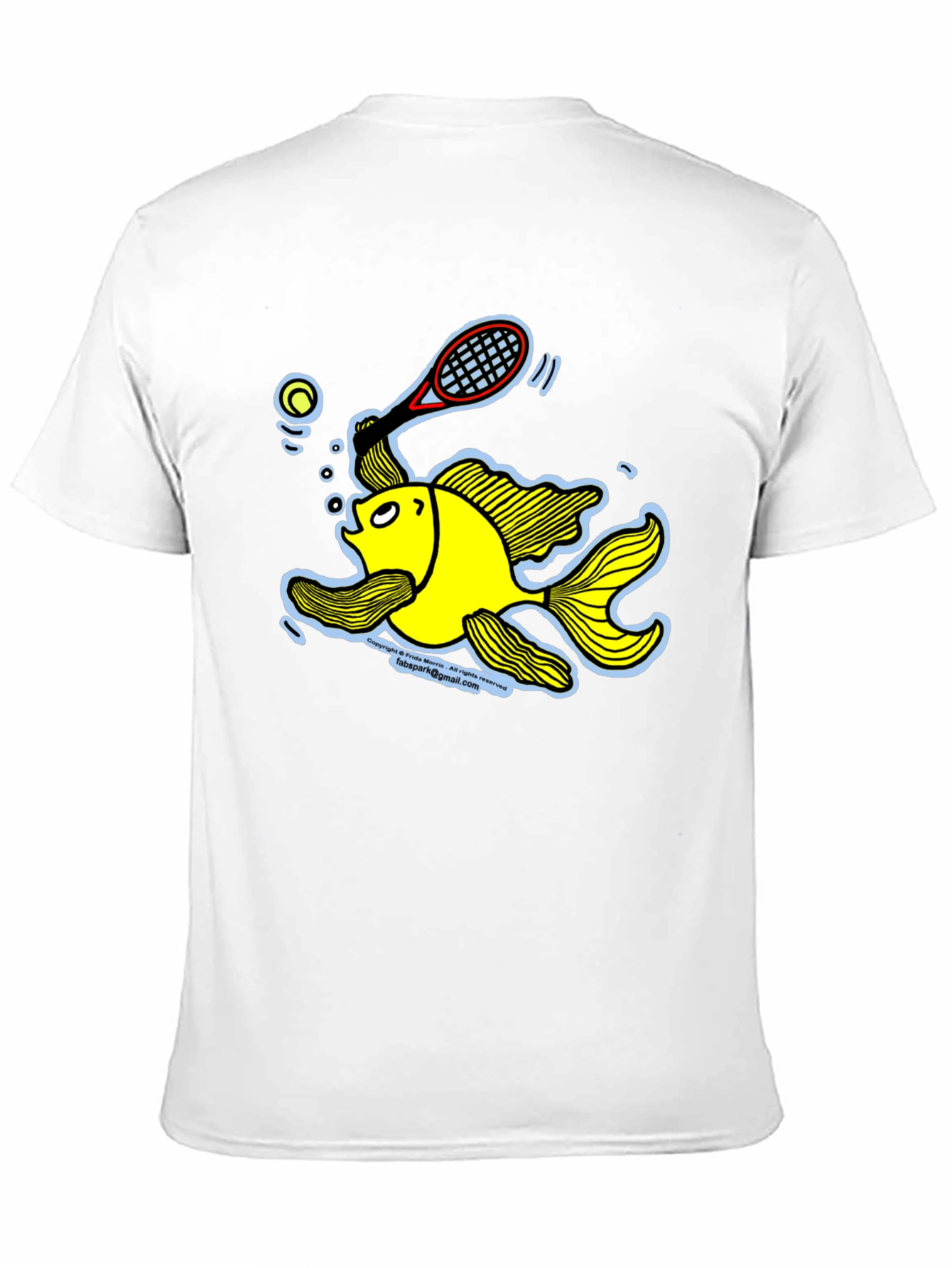 Funny Goldfish Tennis T-Shirt - Black Cotton Tee