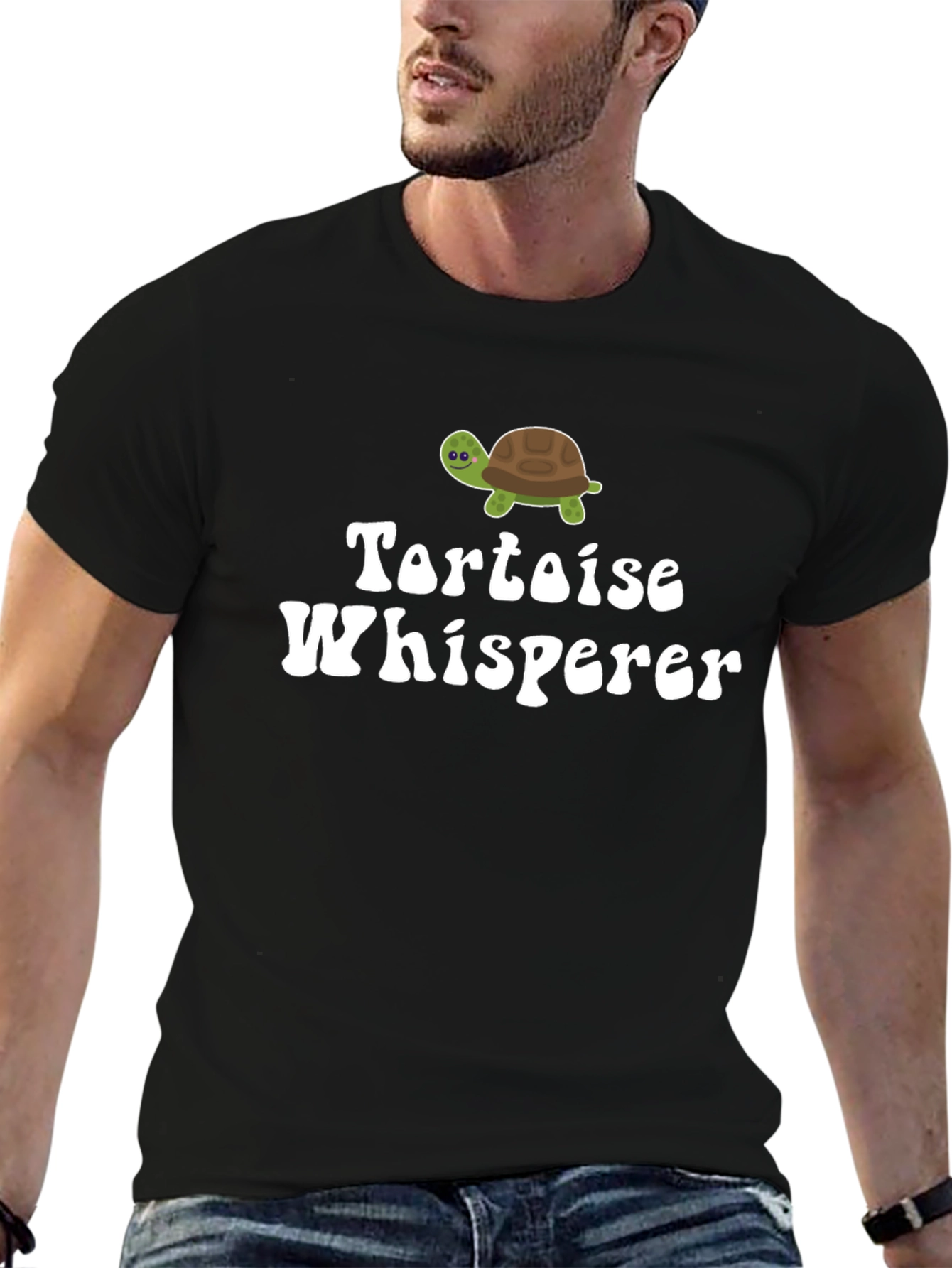 Tortoise Whisperer Graphic T-Shirt - Black Cotton Tee