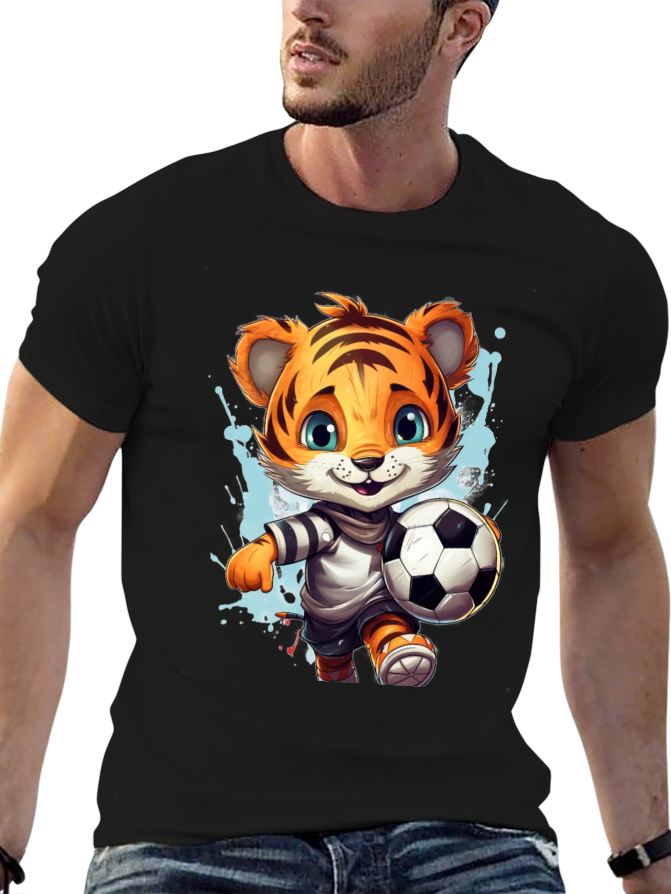 Tiger Soccer T-Shirt - Cute Cartoon Animal Tee