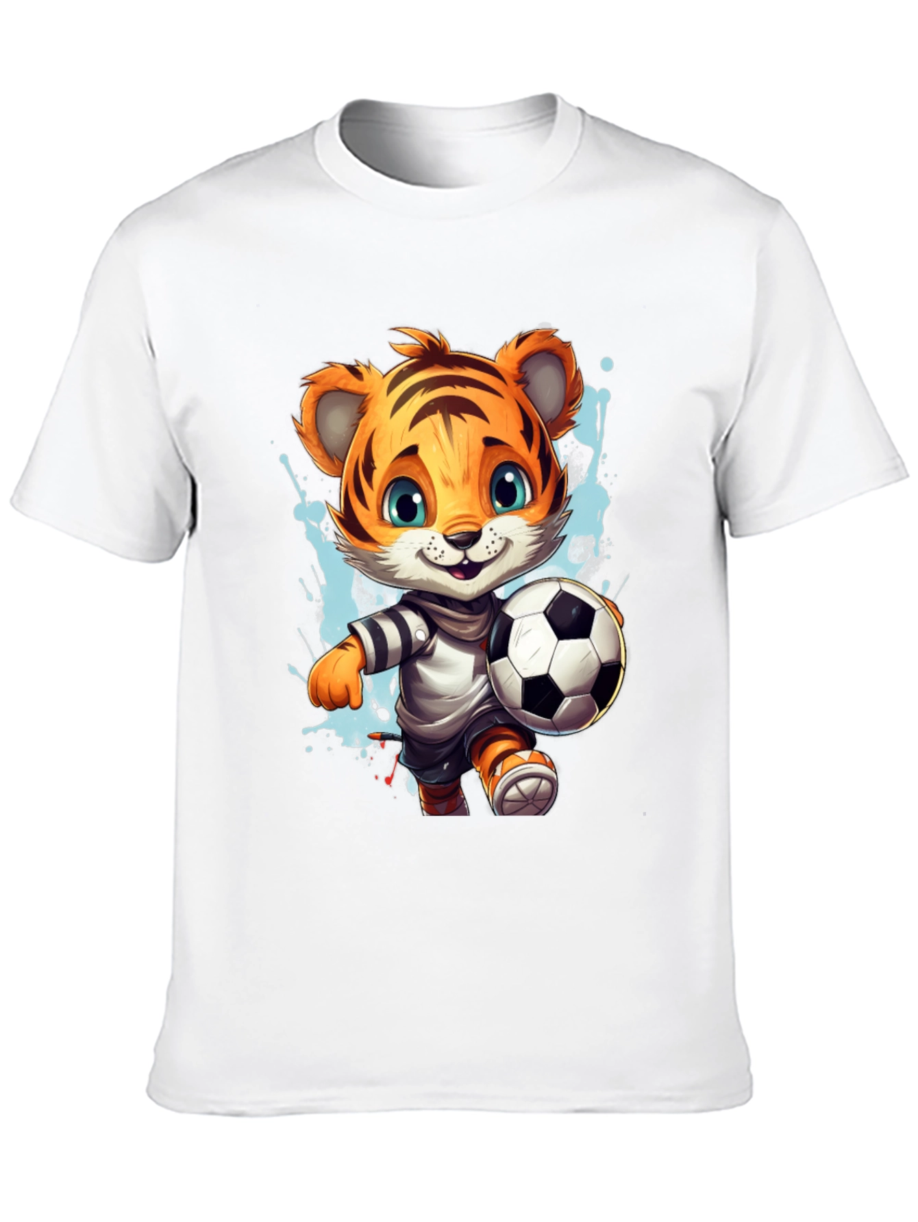 Tiger Soccer T-Shirt - Cute Cartoon Animal Tee