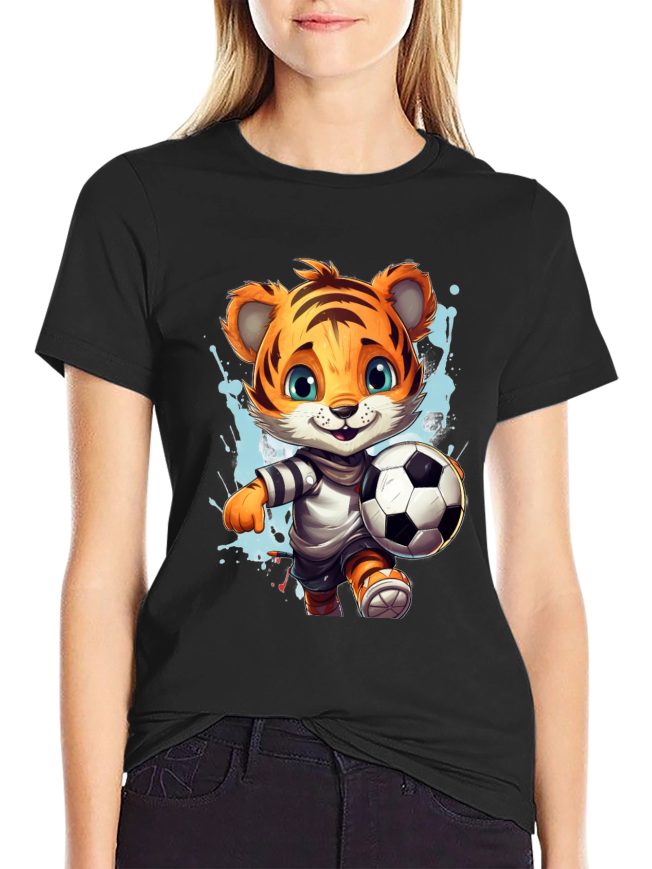 Tiger Soccer T-Shirt - Cute Cartoon Animal Tee