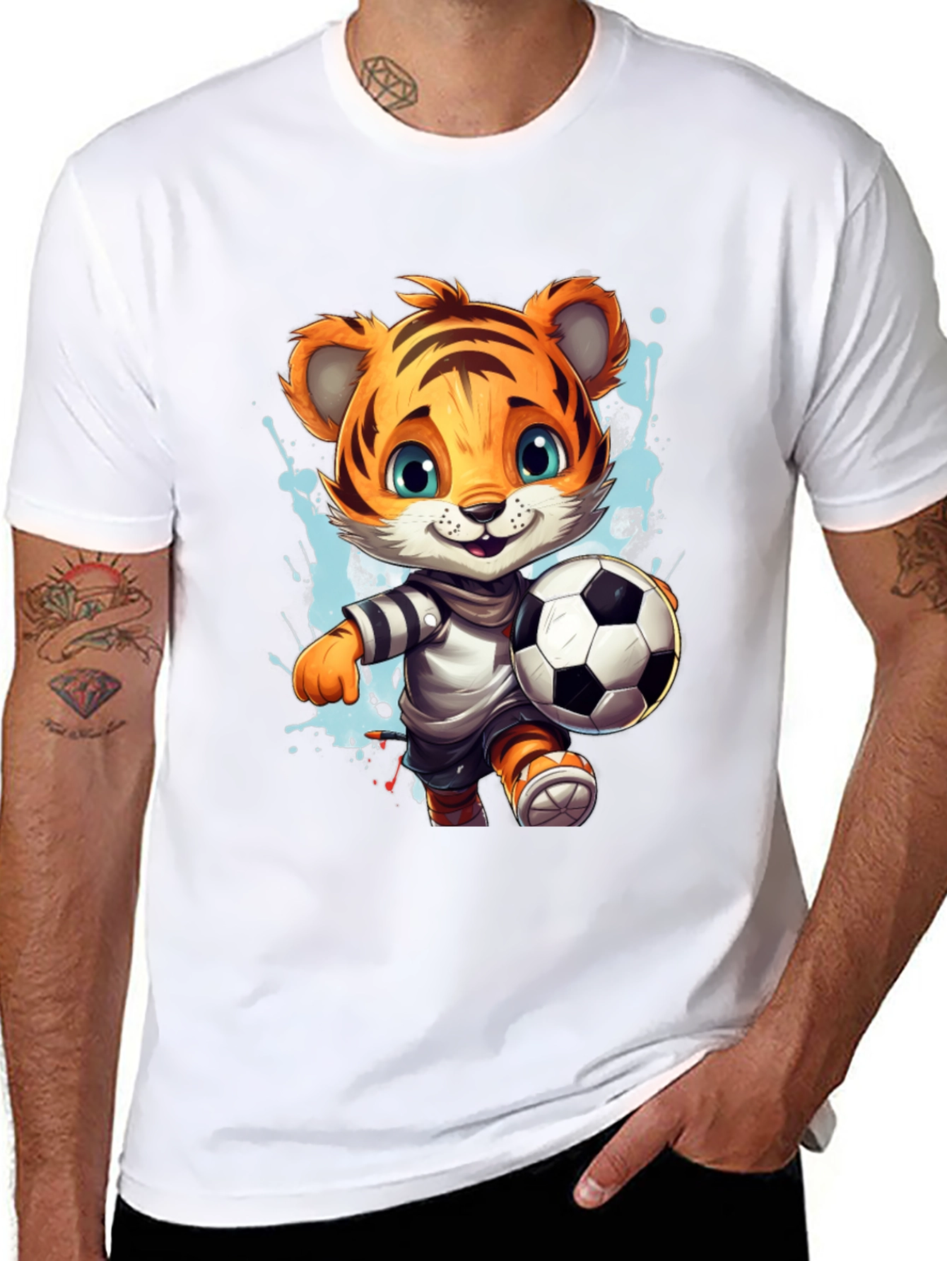 Tiger Soccer T-Shirt - Cute Cartoon Animal Tee