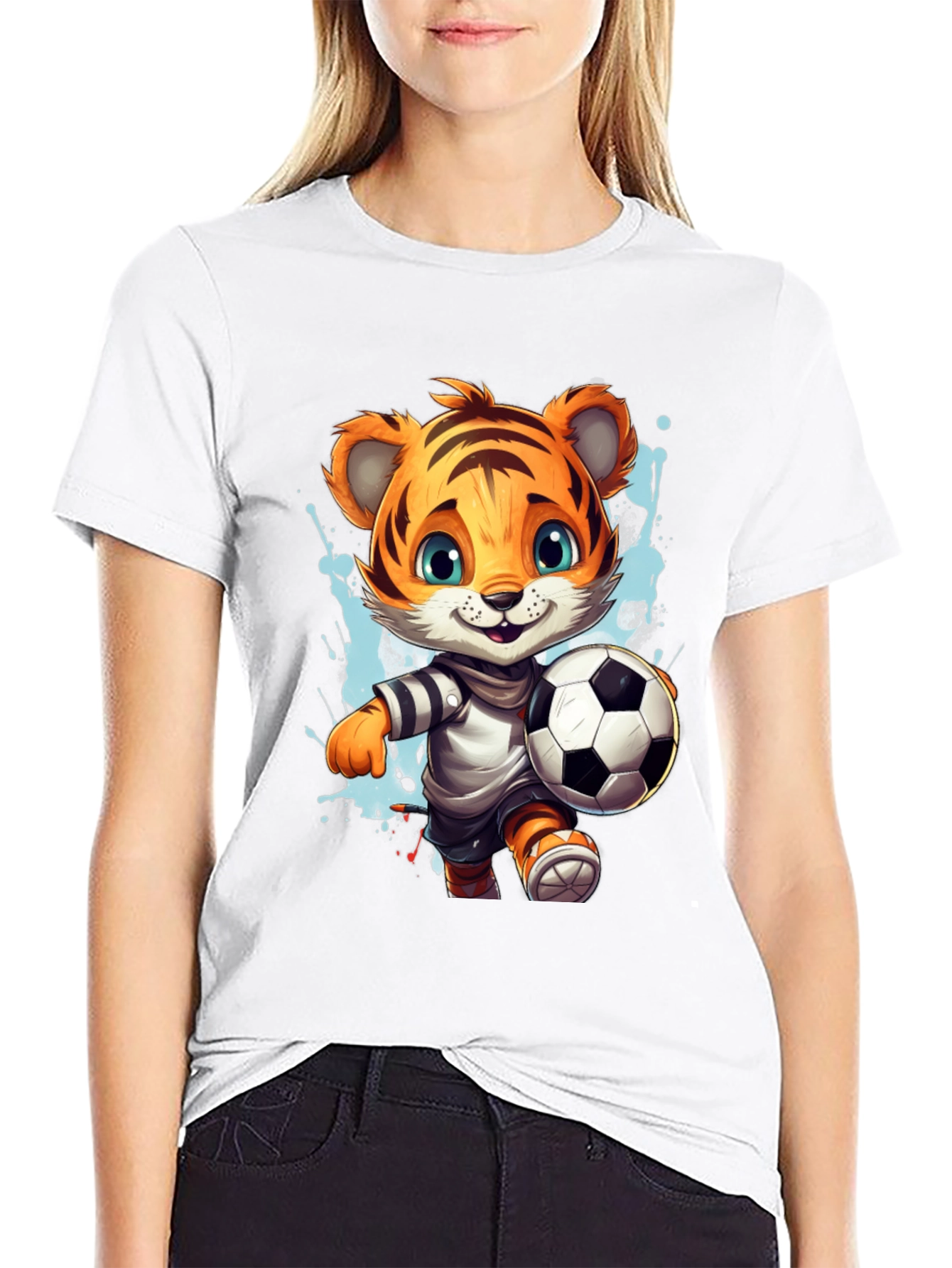 Tiger Soccer T-Shirt - Cute Cartoon Animal Tee