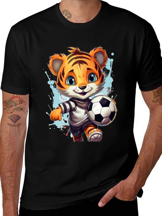Tiger Soccer T-Shirt - Cute Cartoon Animal Tee