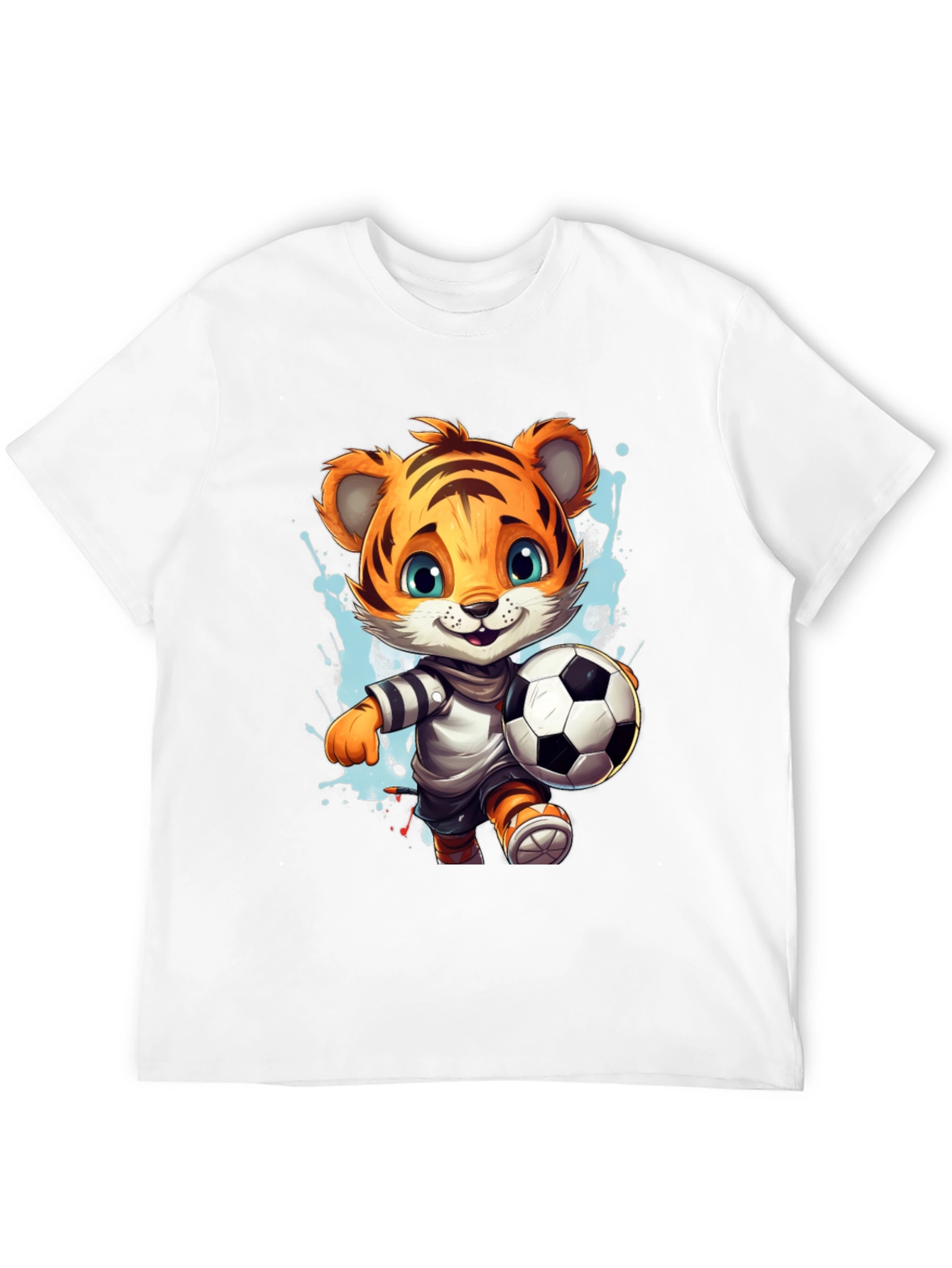 Tiger Soccer T-Shirt - Cute Cartoon Animal Tee