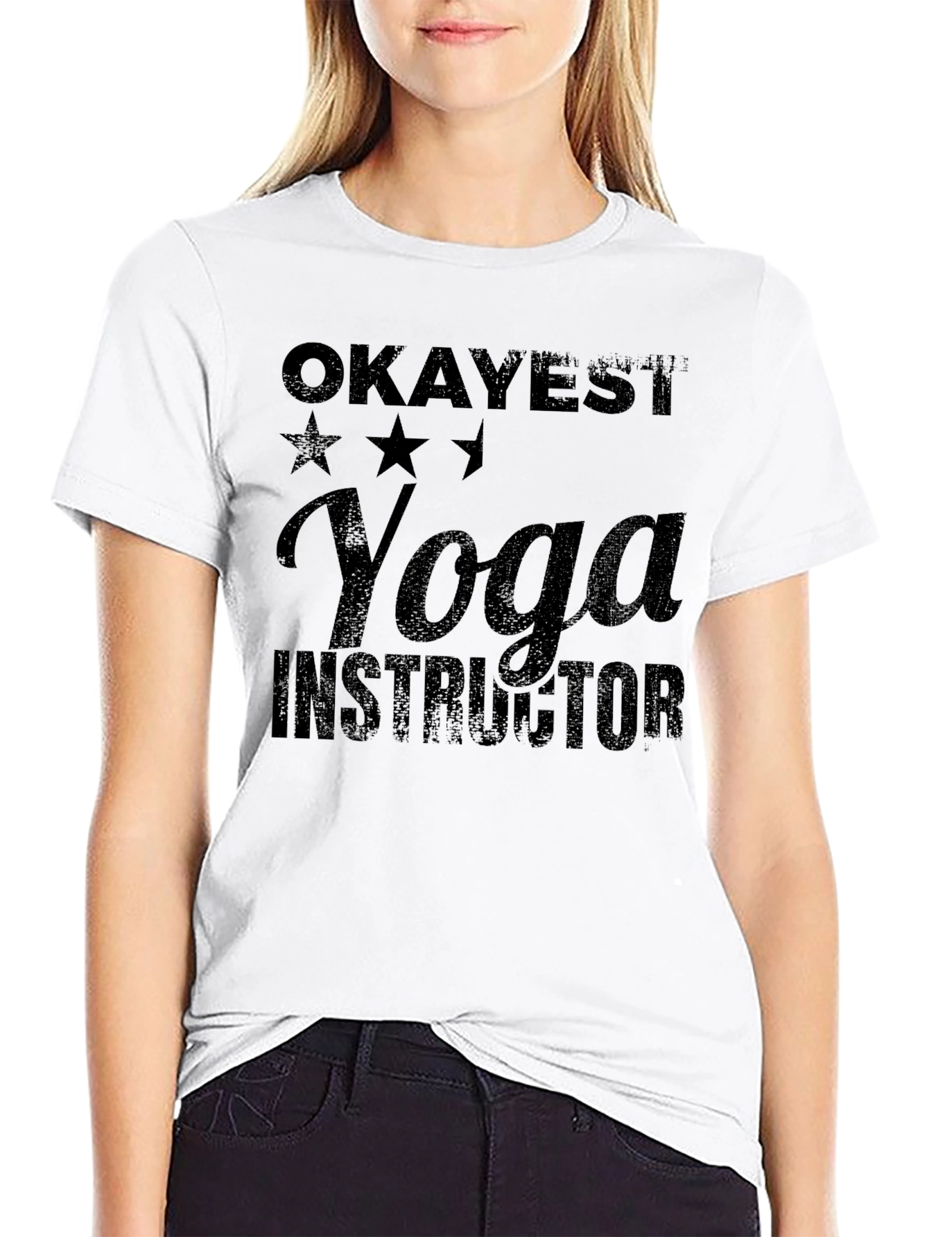 Okayest Yoga Instructor Black T-Shirt