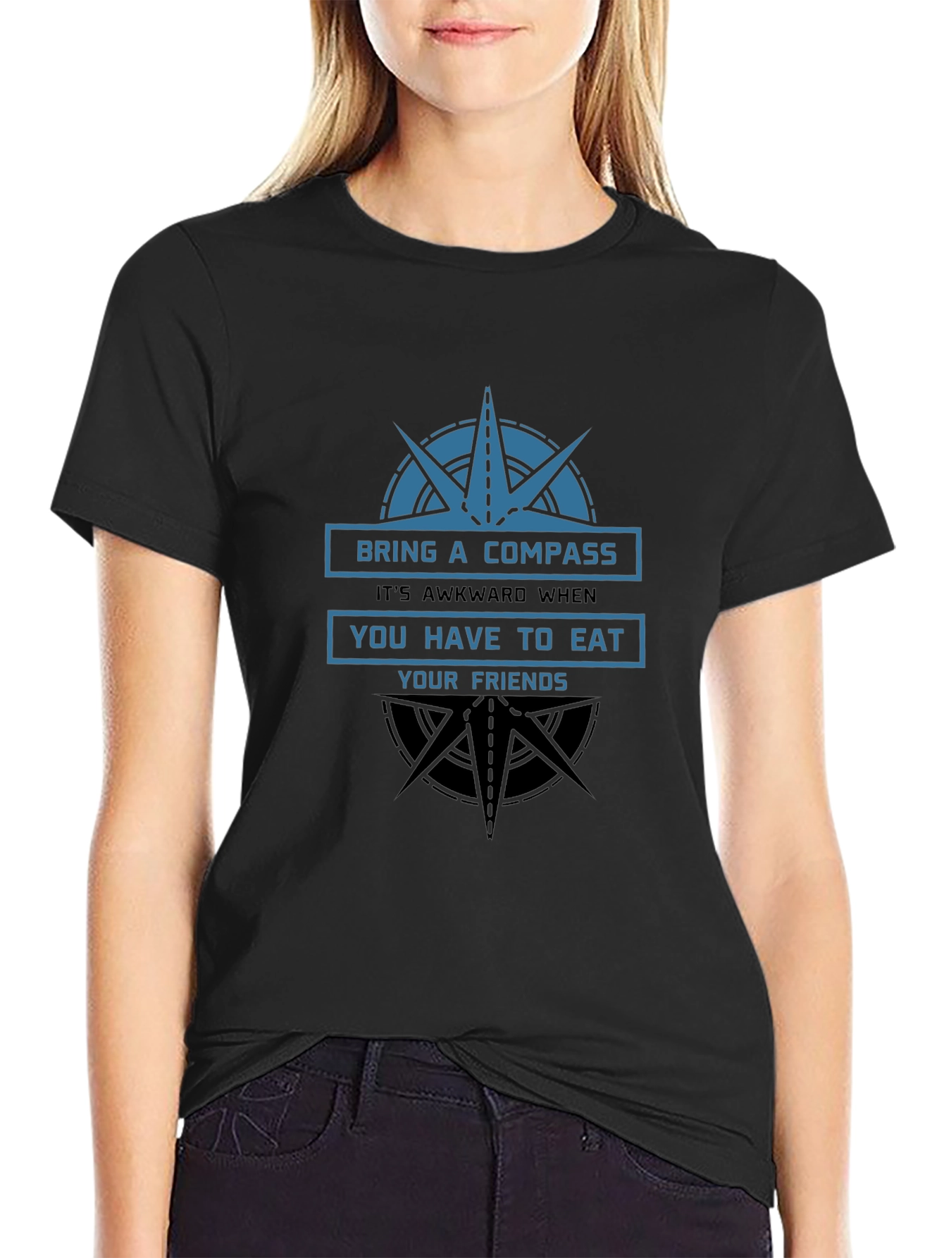 Compass Eat Friends Funny Graphic T-Shirt