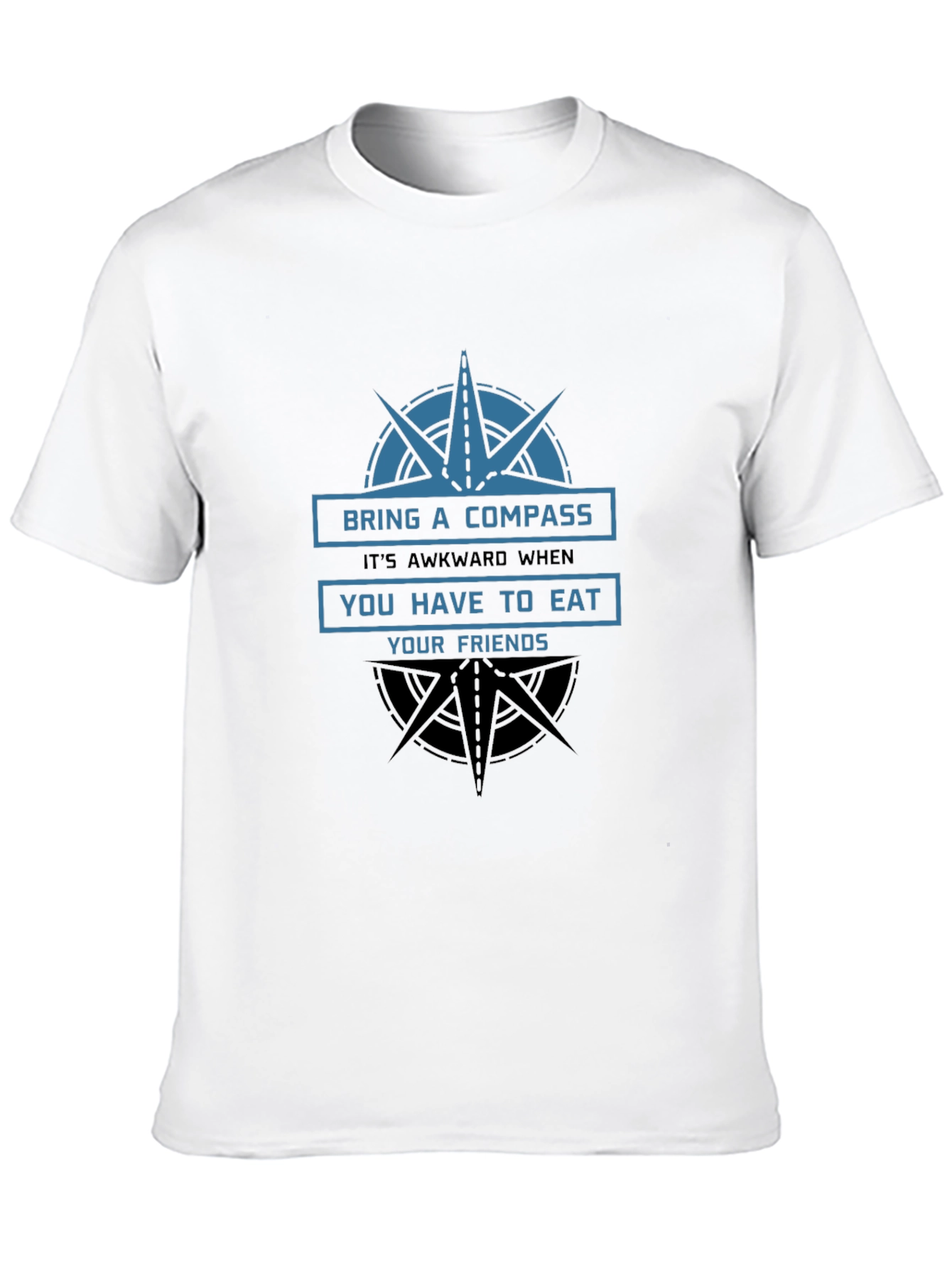 Compass Eat Friends Funny Graphic T-Shirt