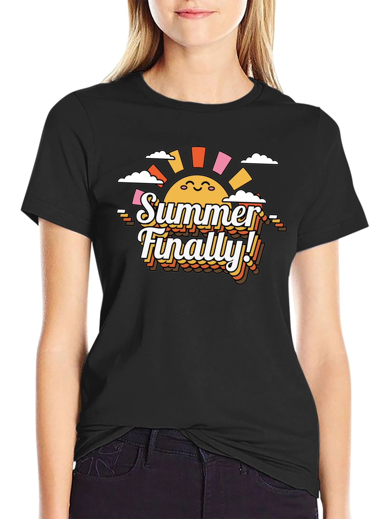 Summer Finally! Graphic T-Shirt - Retro Sun Design