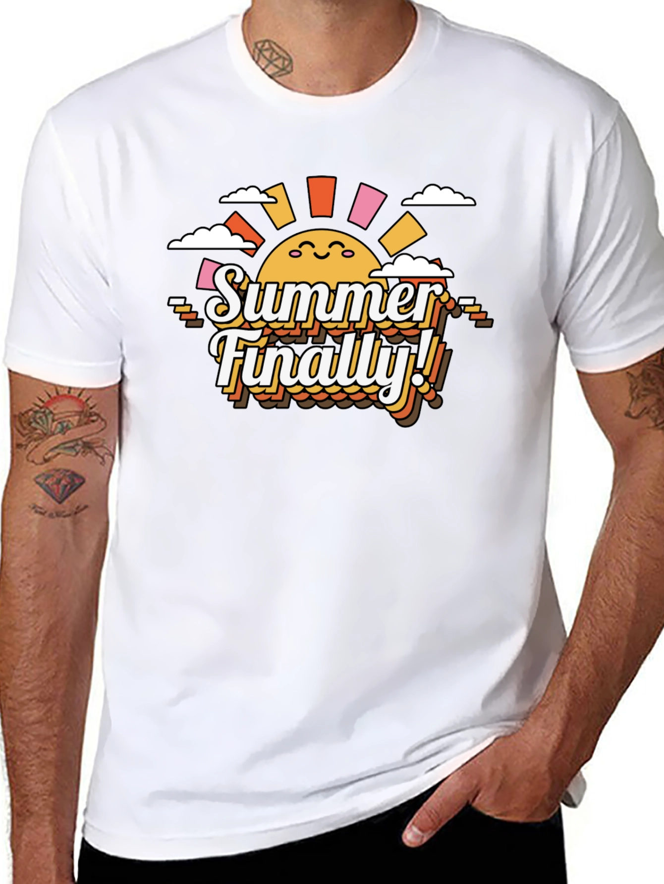 Summer Finally! Graphic T-Shirt - Retro Sun Design