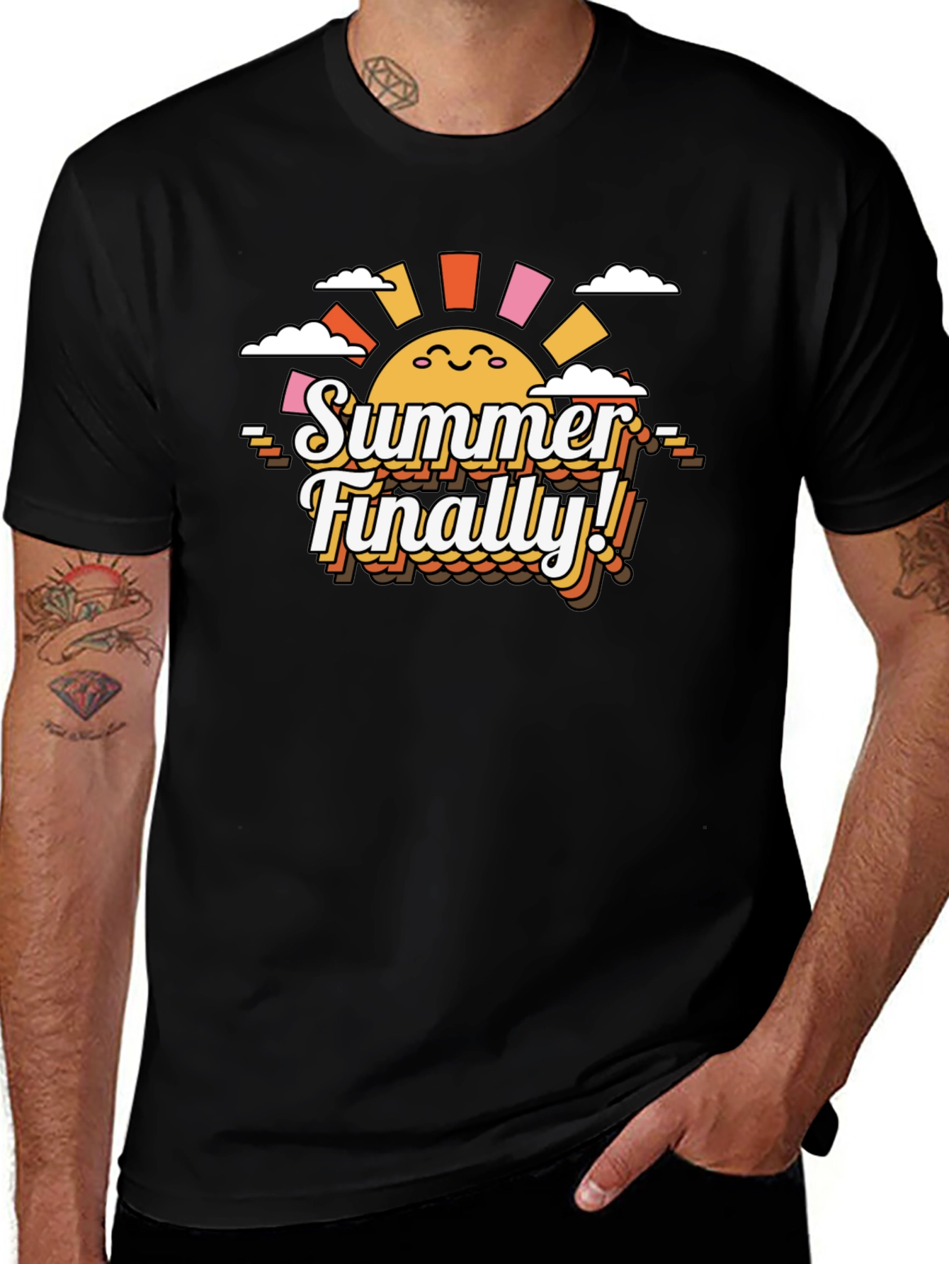 Summer Finally! Graphic T-Shirt - Retro Sun Design
