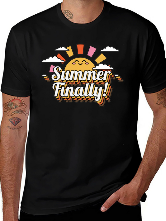 Summer Finally! Graphic T-Shirt - Retro Sun Design