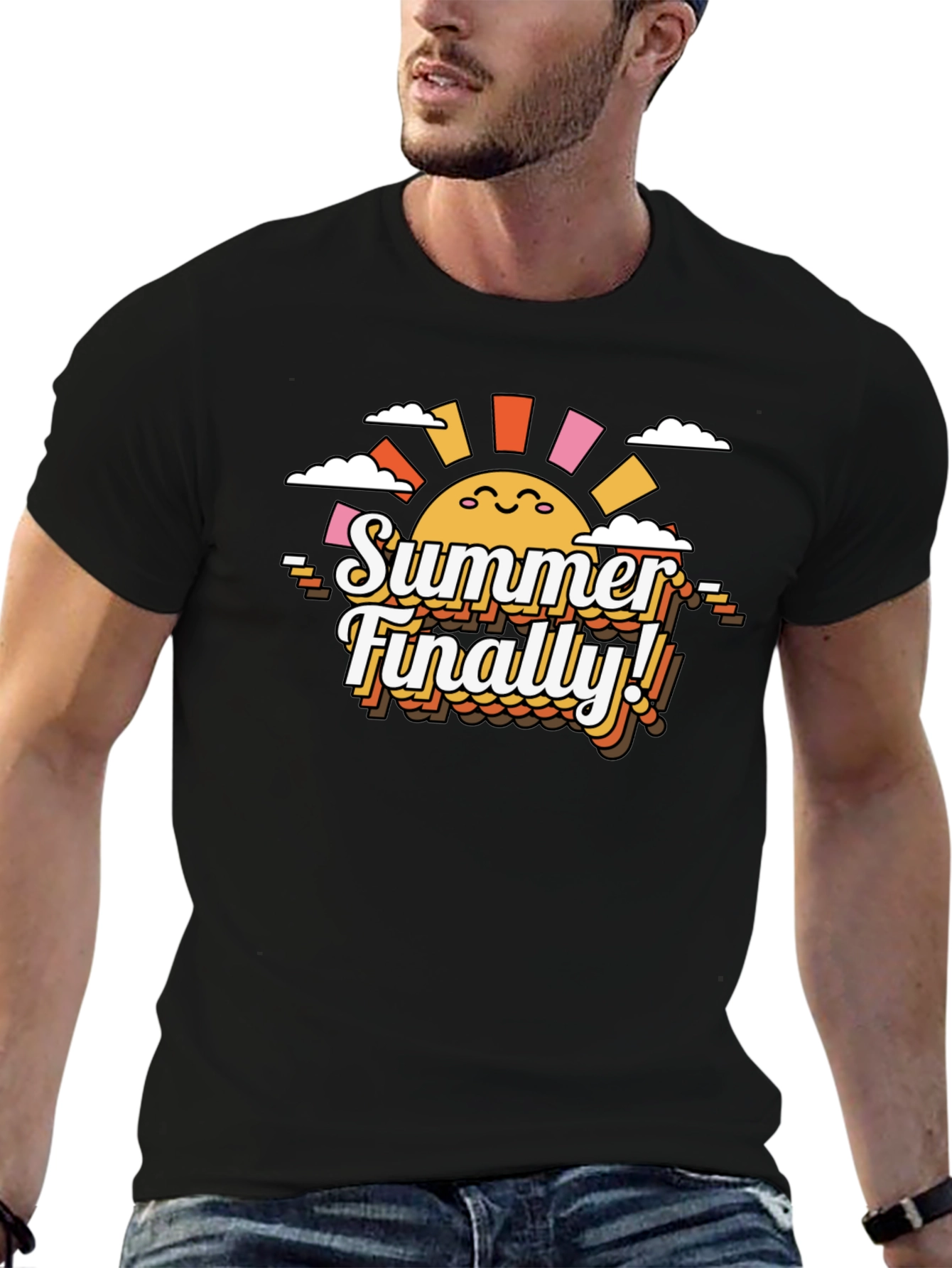 Summer Finally! Graphic T-Shirt - Retro Sun Design
