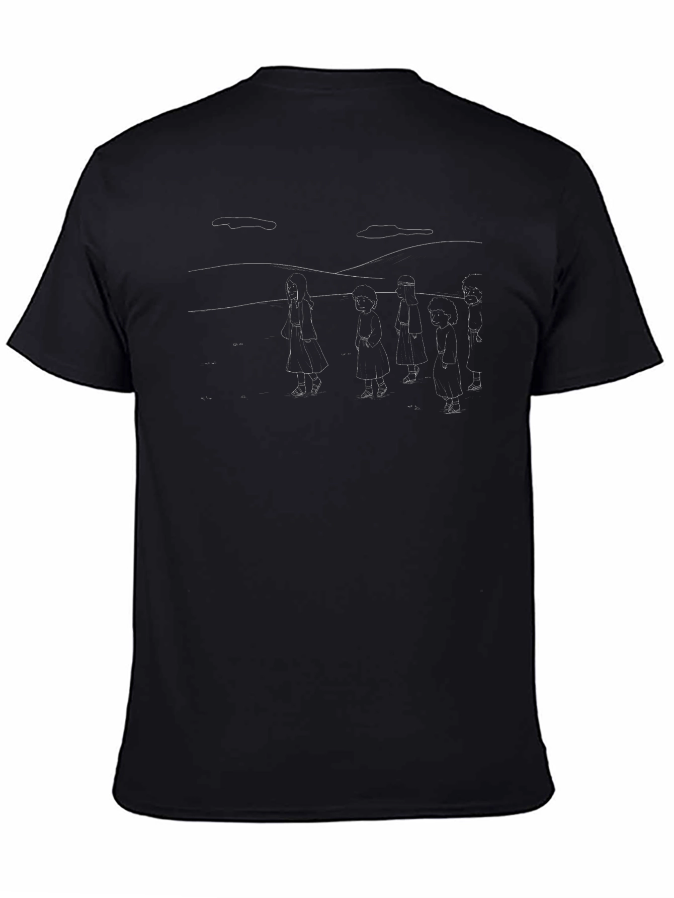 Minimalist Line Art Unisex Black T-Shirt