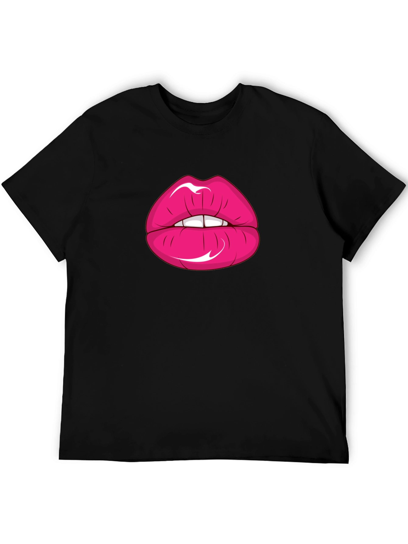 Lips Graphic Print Black T-Shirt