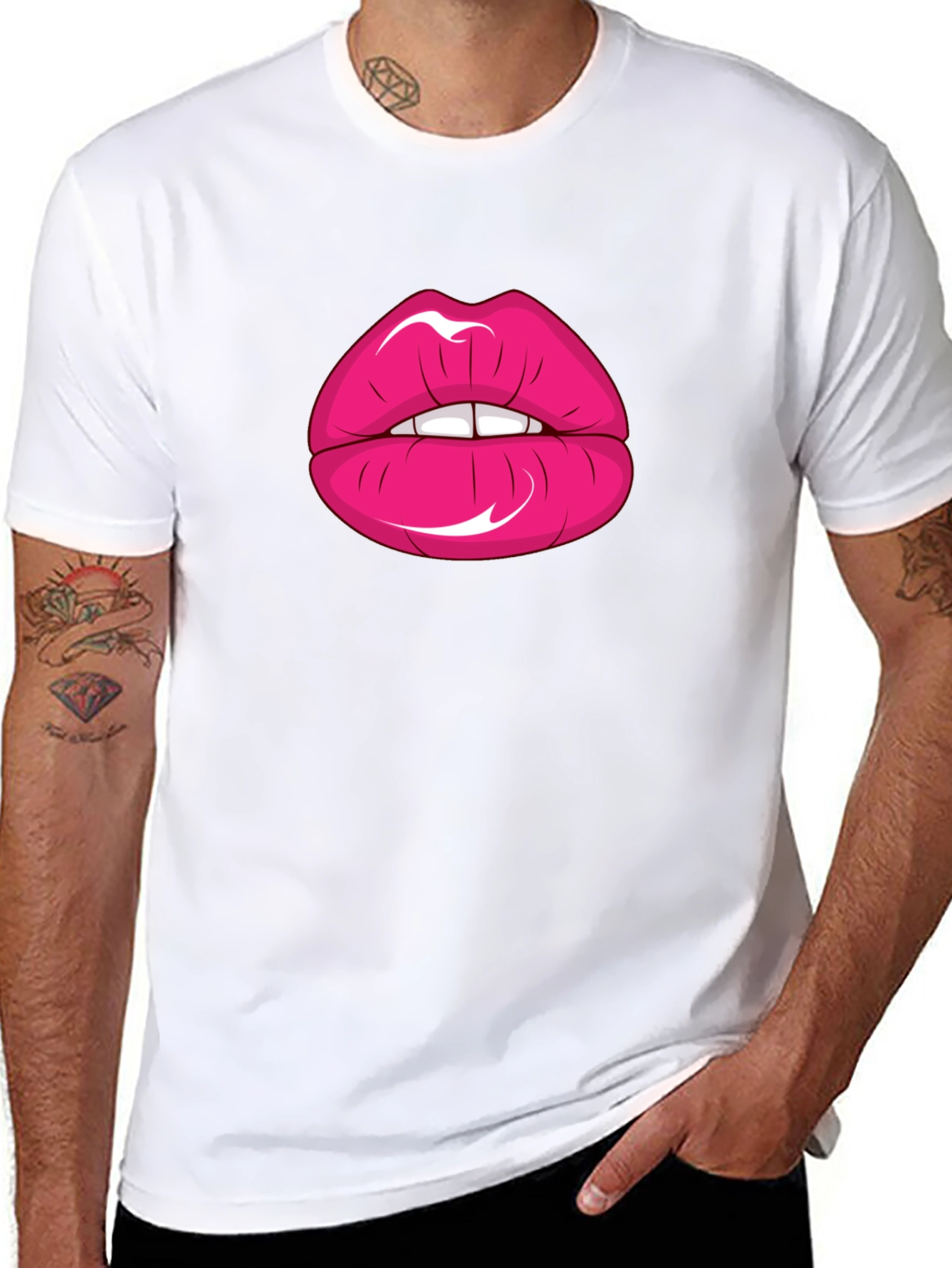 Lips Graphic Print Black T-Shirt