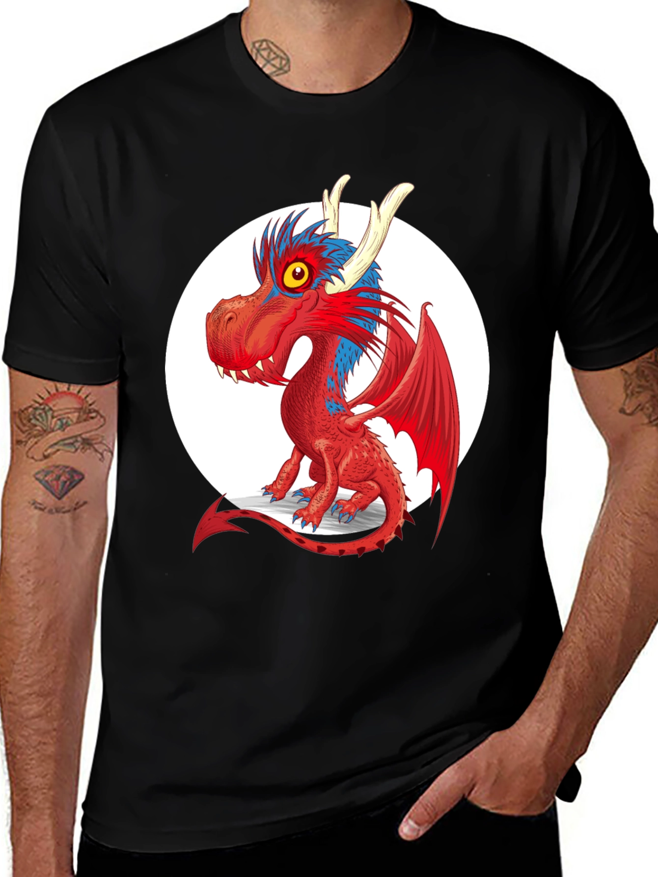 Dragon Graphic Tee - Black Cotton Blend
