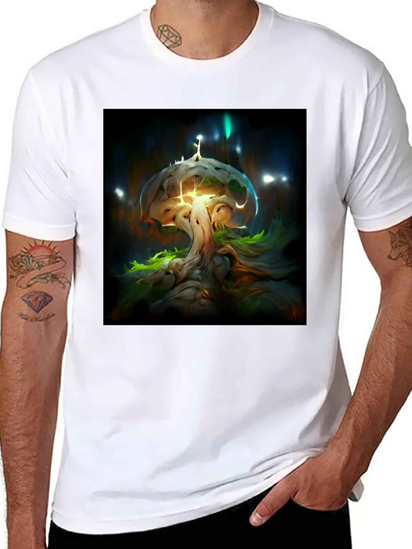 Enchanted Tree Graphic Tee - Black Cotton Blend