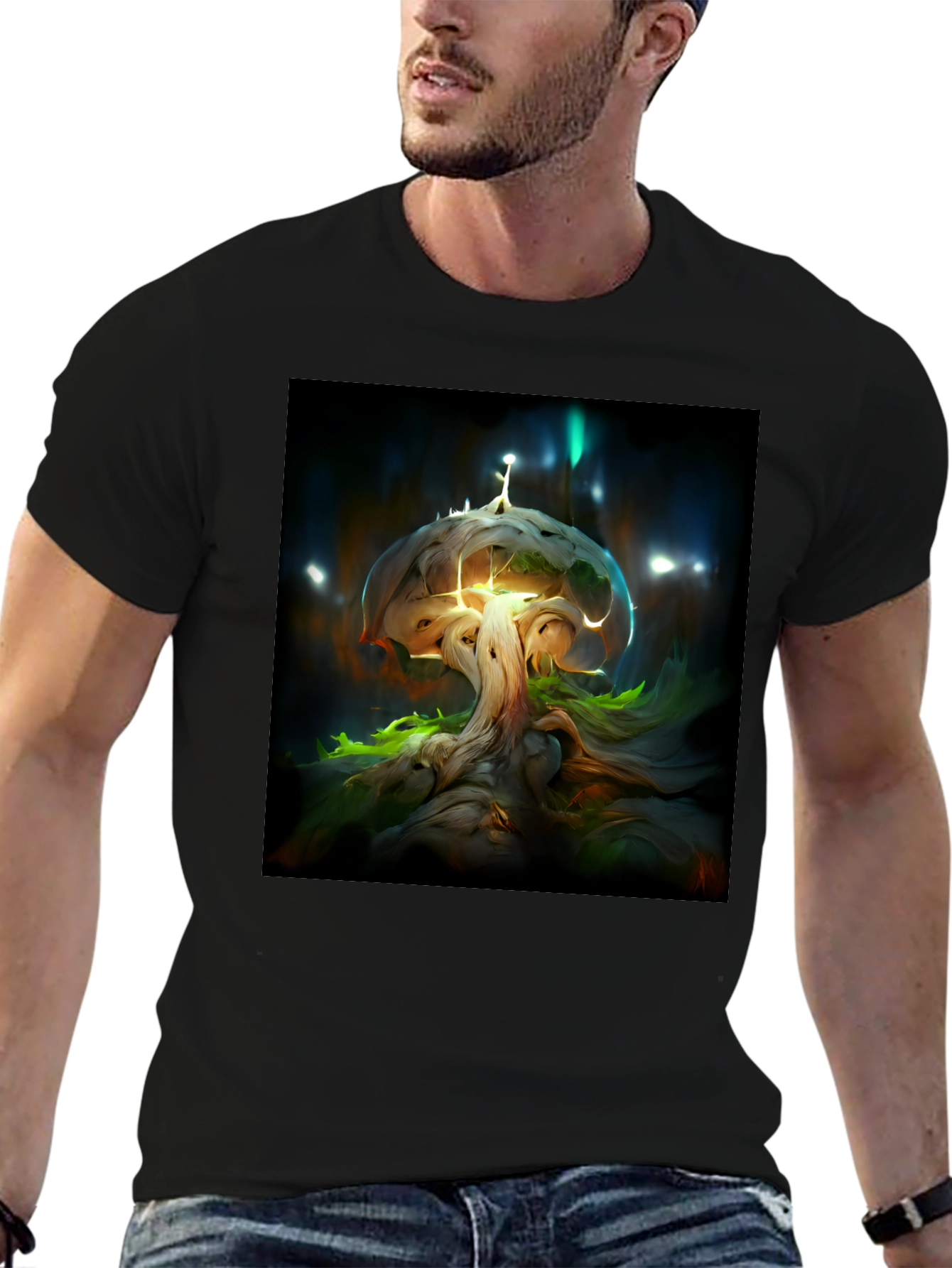 Enchanted Tree Graphic Tee - Black Cotton Blend