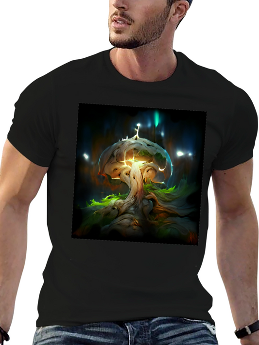 Enchanted Tree Graphic Tee - Black Cotton Blend