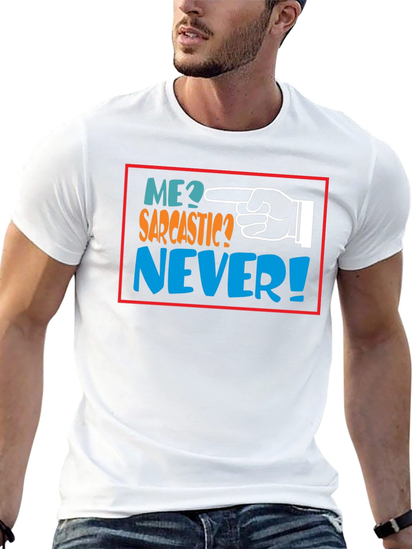 Me Sarcastic? Never! Black Graphic T-Shirt