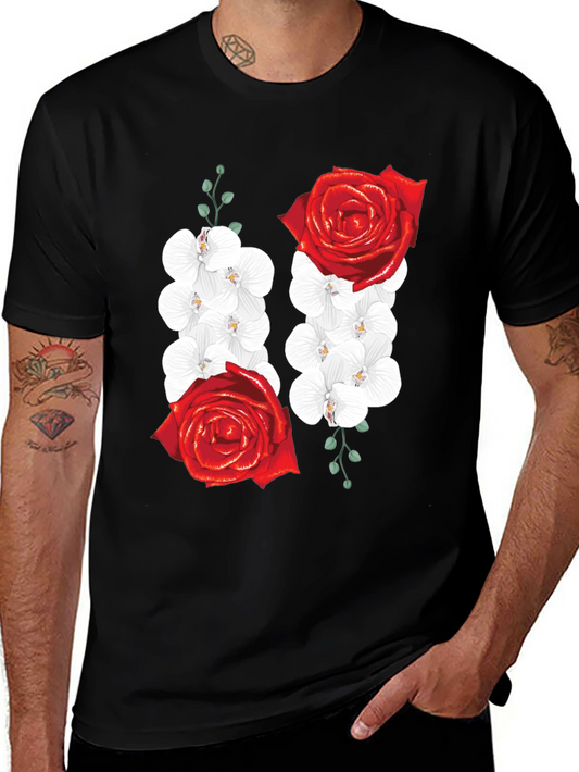 Floral Rose and Orchid Graphic Tee