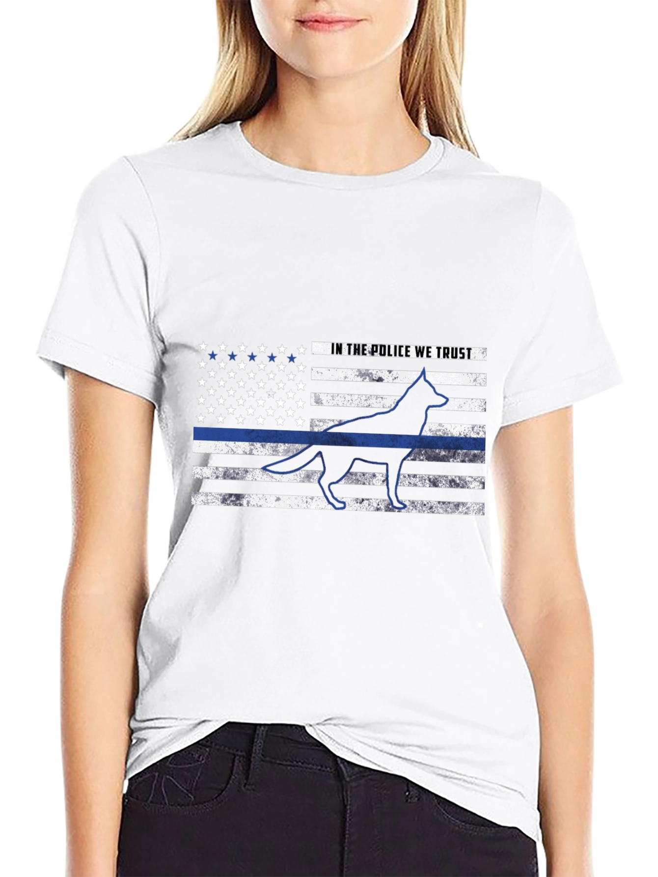 Police K9 Thin Blue Line Flag T-Shirt