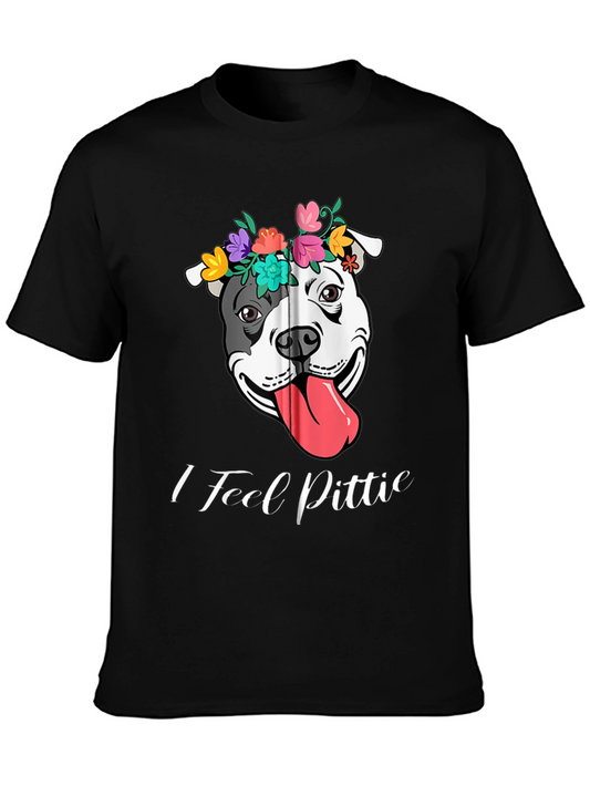 I Feel Pittie Dog T-Shirt - Floral Crown Pitbull