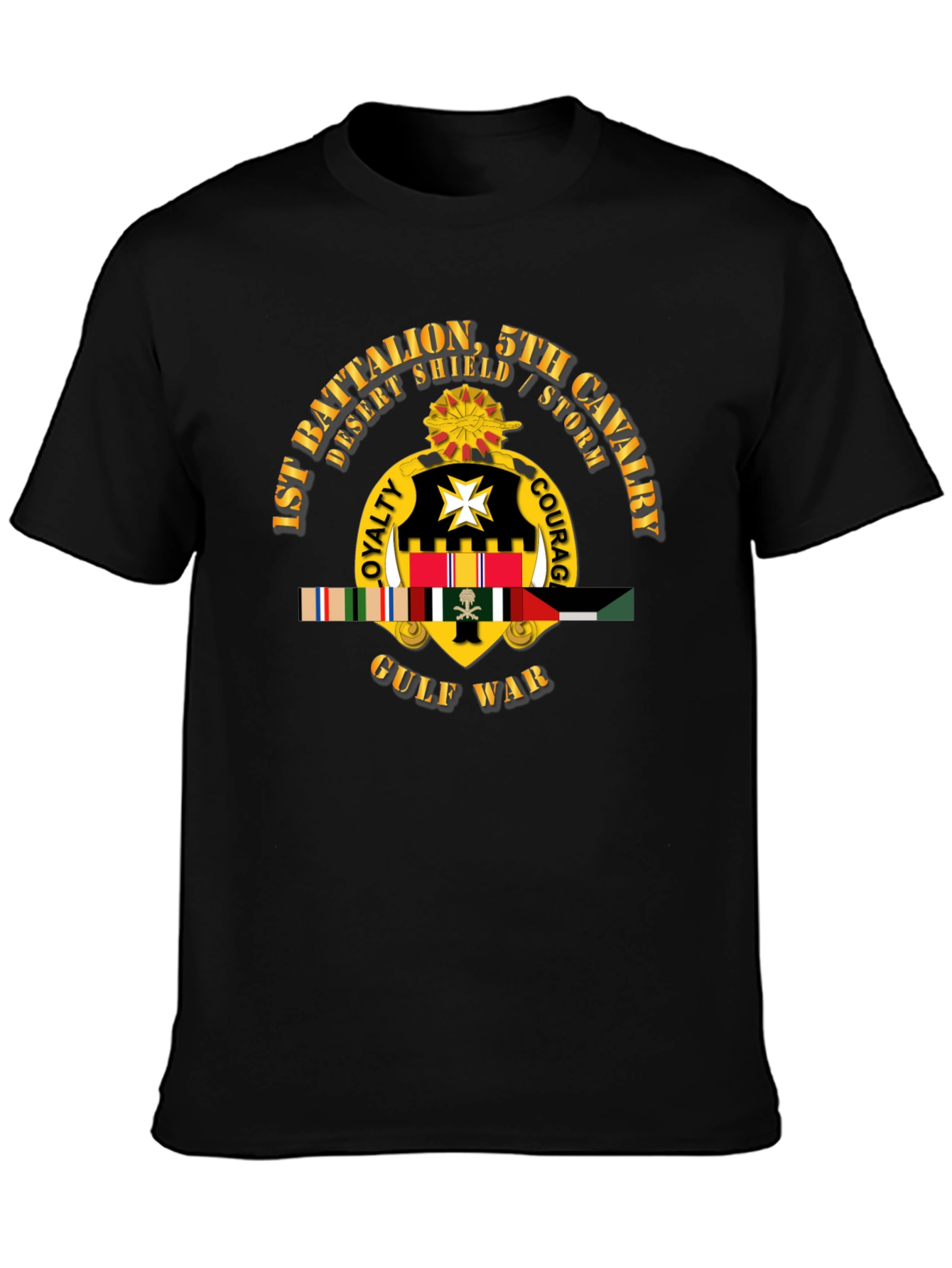 1st Battalion 5th Cavalry Gulf War Black T-Shirt