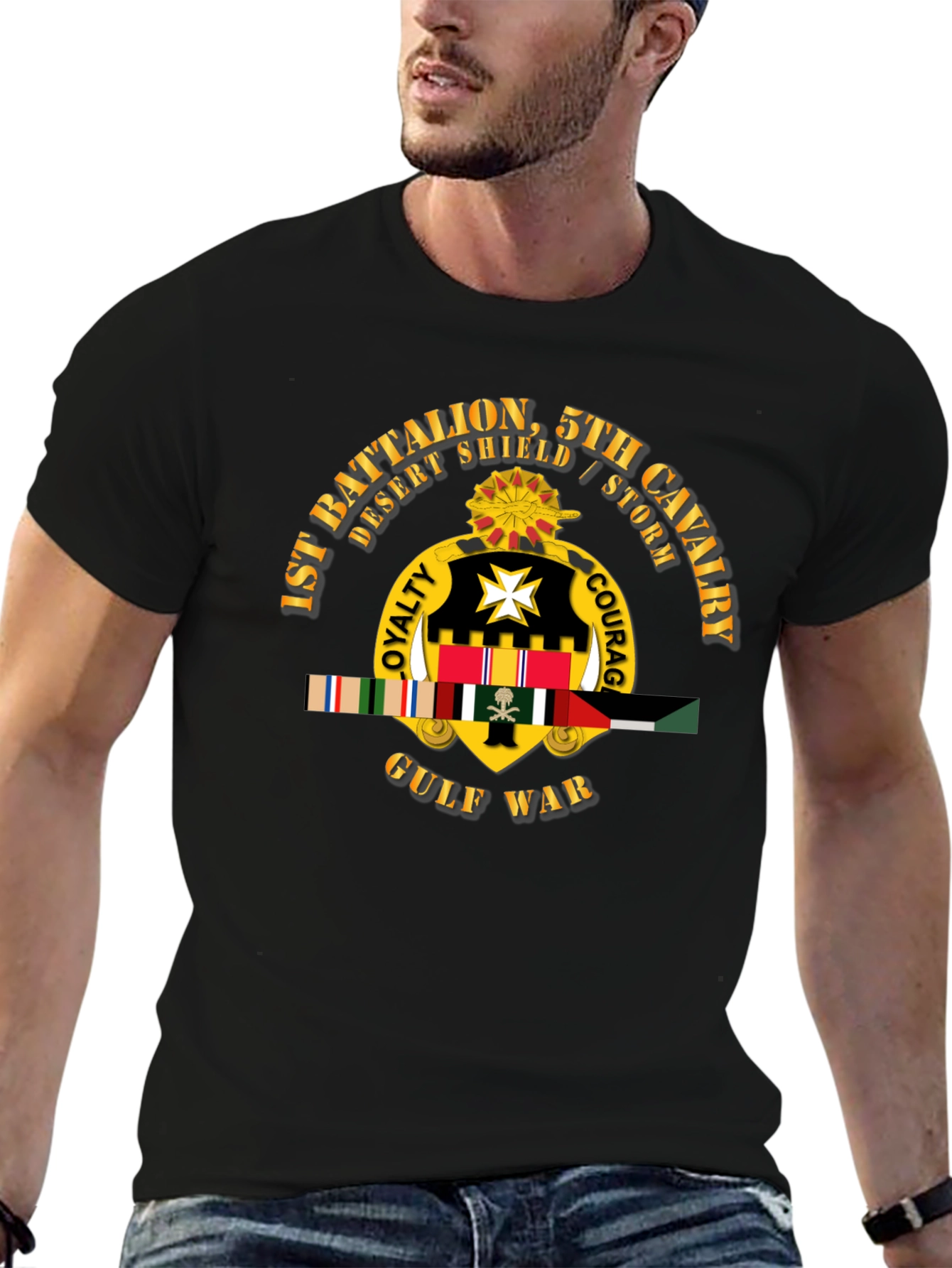 1st Battalion 5th Cavalry Gulf War Black T-Shirt