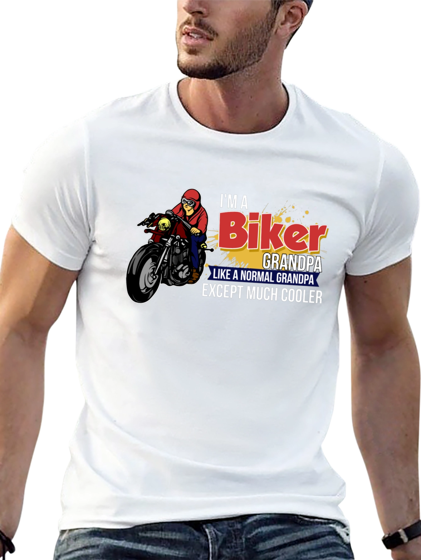 Biker Grandpa Graphic T-Shirt
