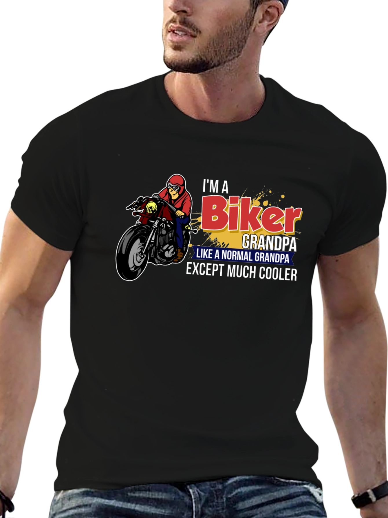 Biker Grandpa Graphic T-Shirt