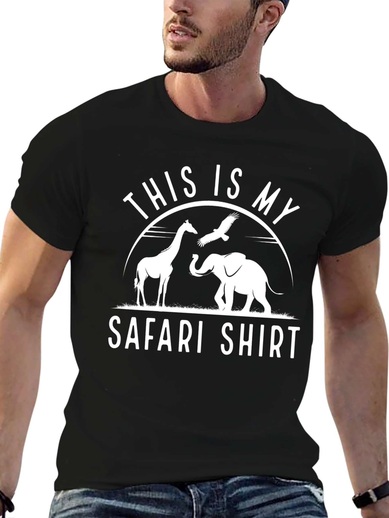 Safari Shirt: Giraffe Elephant and Eagle Design