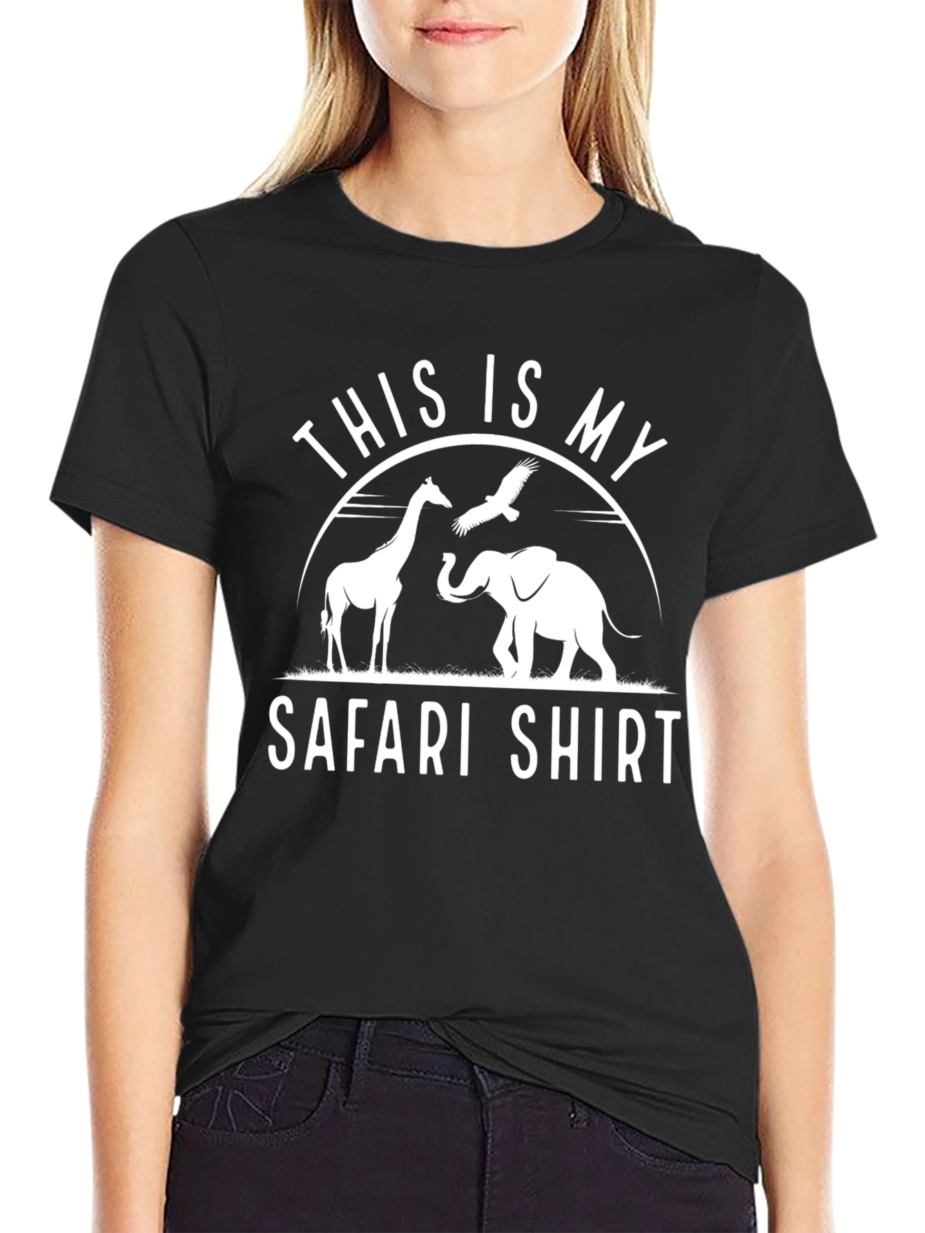 Safari Shirt: Giraffe Elephant and Eagle Design