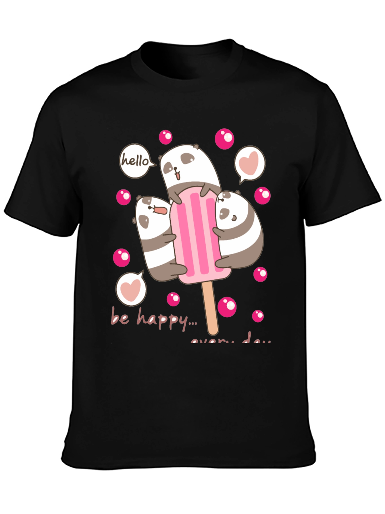Cute Panda Bear Ice Cream Graphic Tee