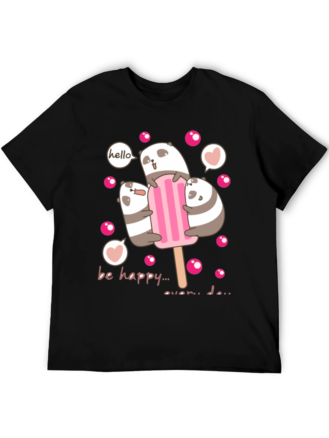 Cute Panda Bear Ice Cream Graphic Tee