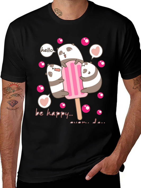 Cute Panda Bear Ice Cream Graphic Tee