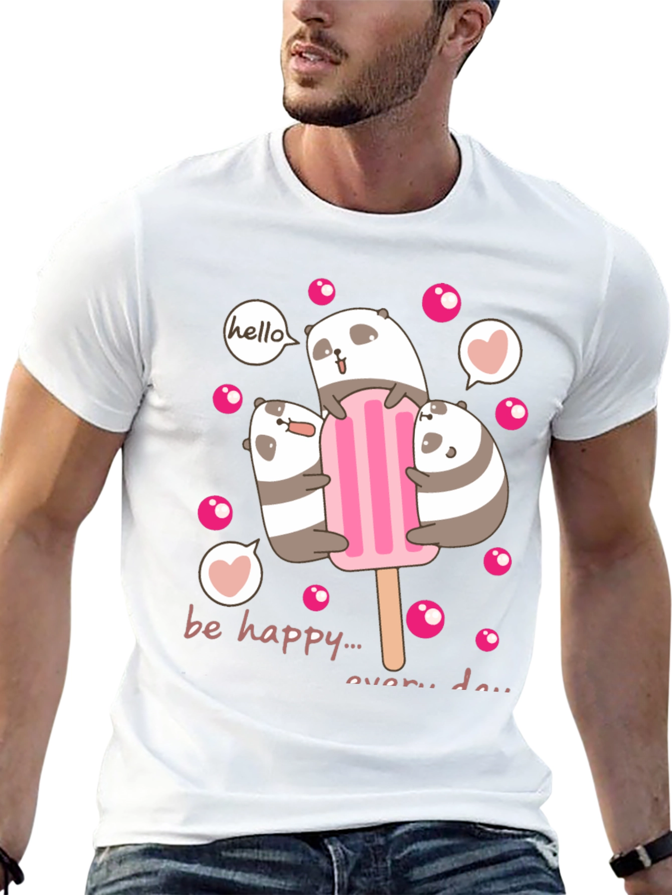 Cute Panda Bear Ice Cream Graphic Tee