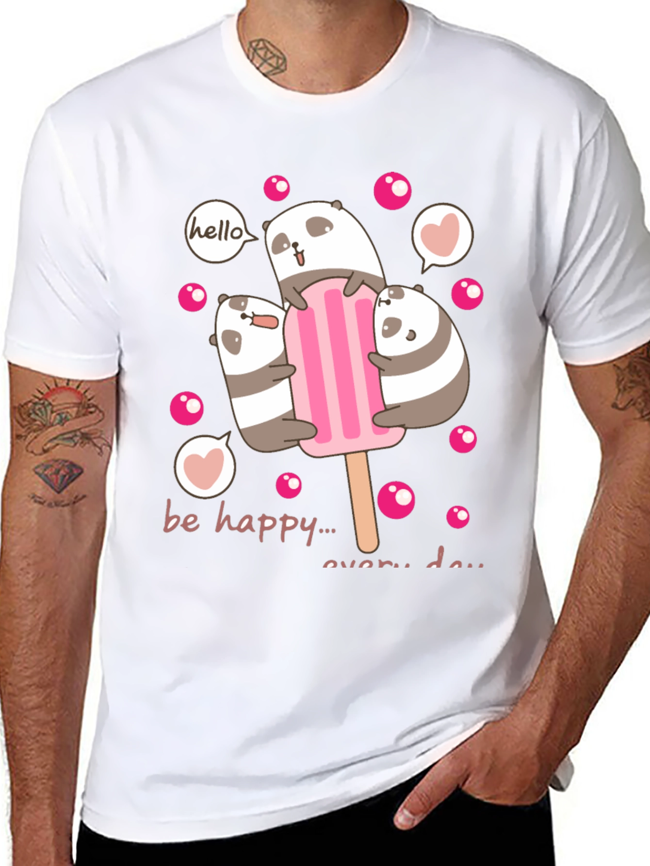 Cute Panda Bear Ice Cream Graphic Tee