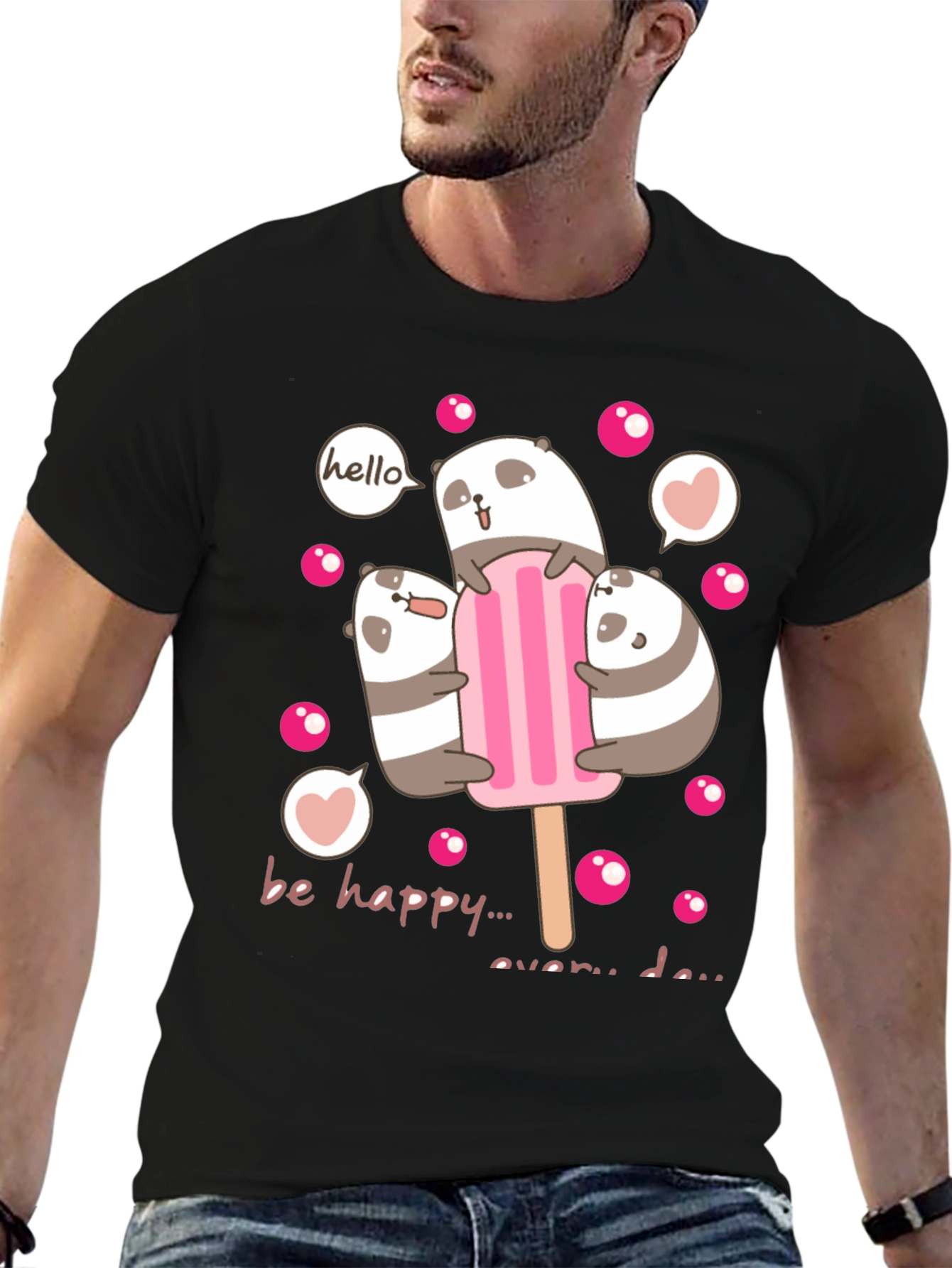 Cute Panda Bear Ice Cream Graphic Tee