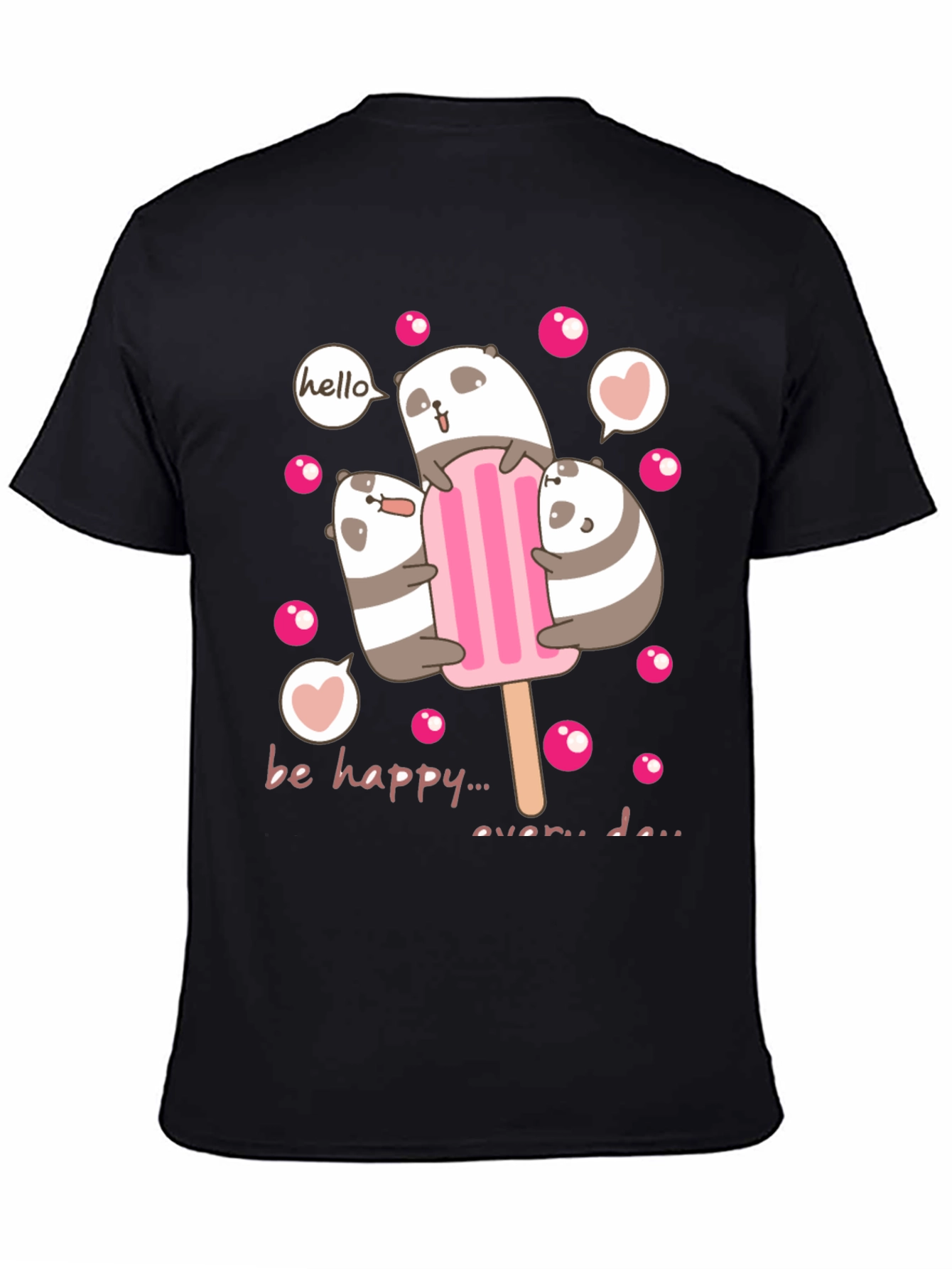 Cute Panda Bear Ice Cream Graphic Tee