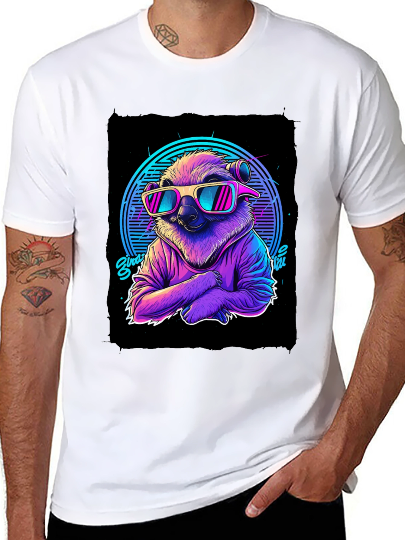 Retro Sloth T-Shirt - 80s Vibes