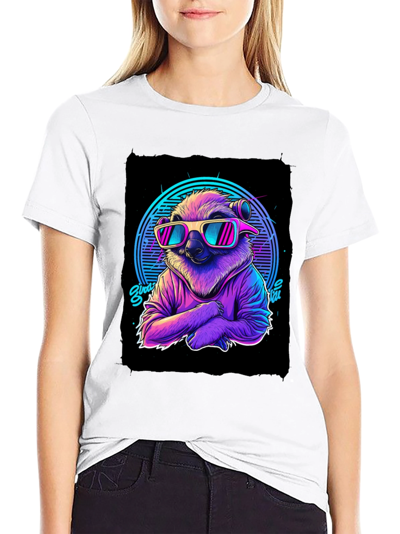 Retro Sloth T-Shirt - 80s Vibes