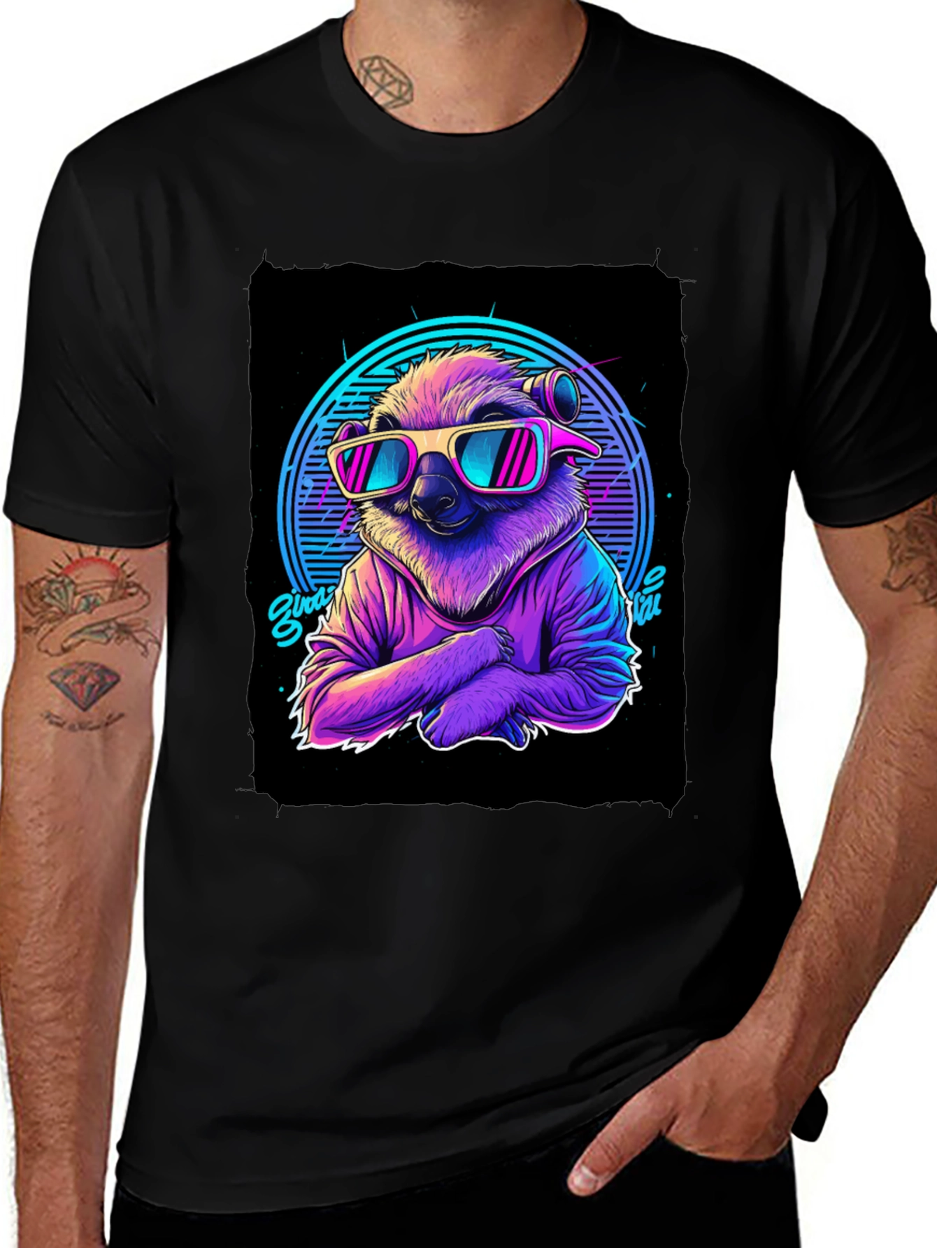 Retro Sloth T-Shirt - 80s Vibes