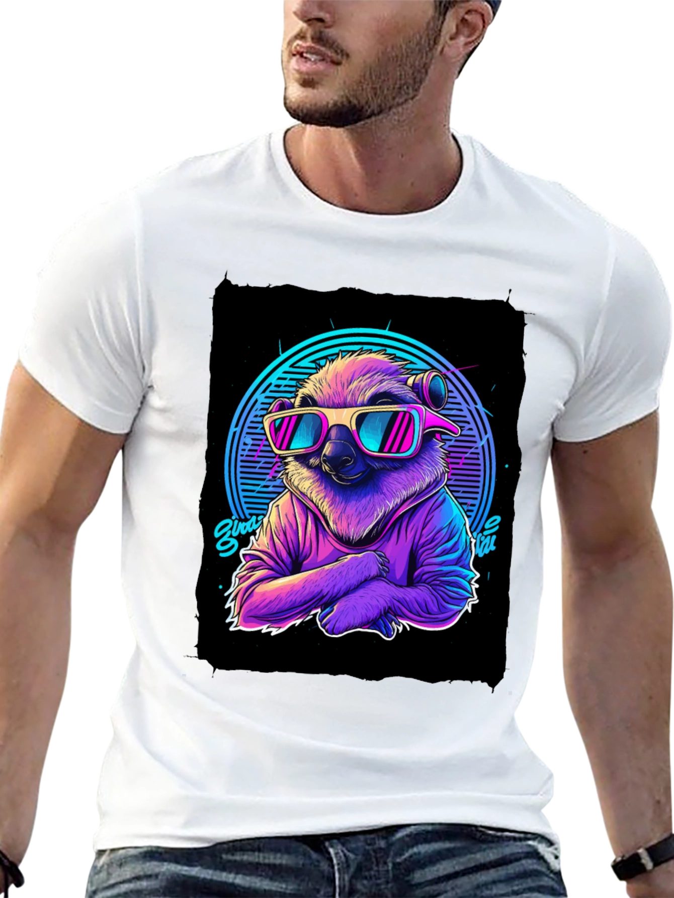 Retro Sloth T-Shirt - 80s Vibes