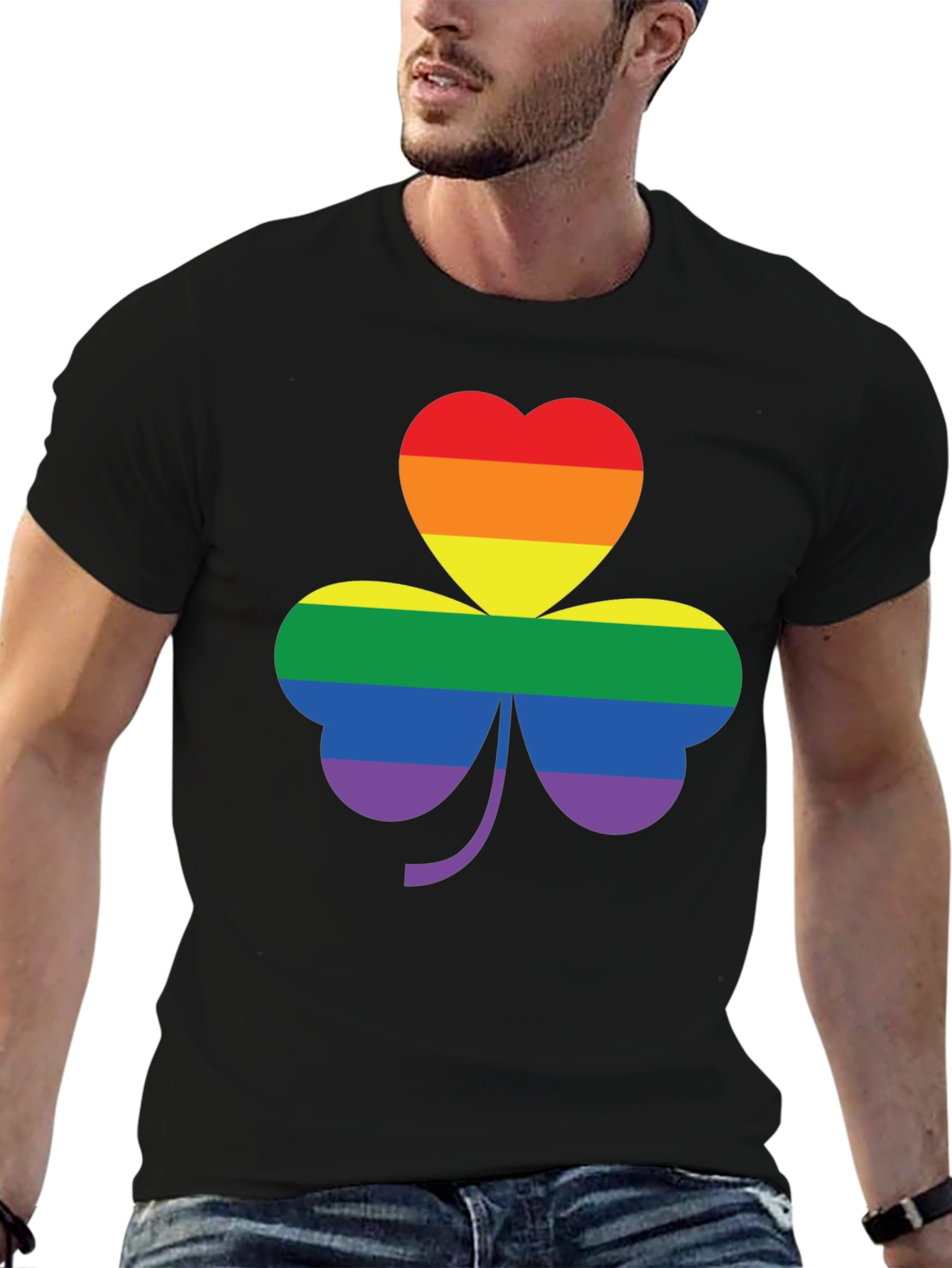 LGBTQ+ Pride Shamrock Tee - Black