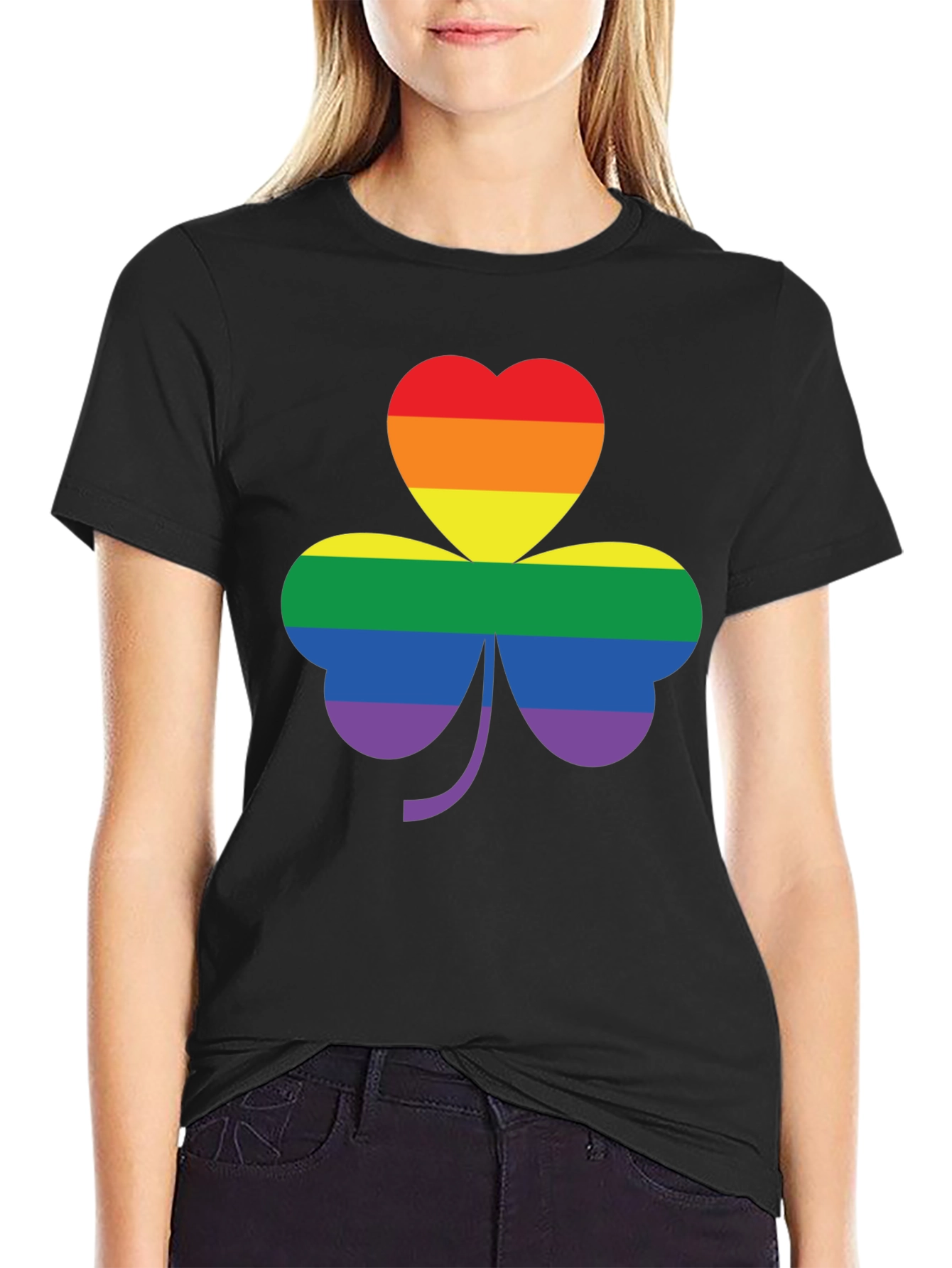LGBTQ+ Pride Shamrock Tee - Black
