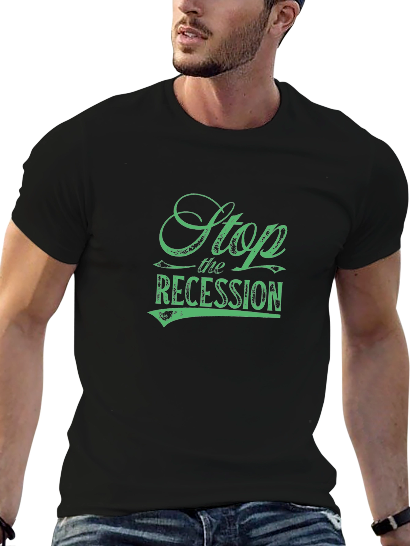 Stop the Recession Graphic Tee - Black