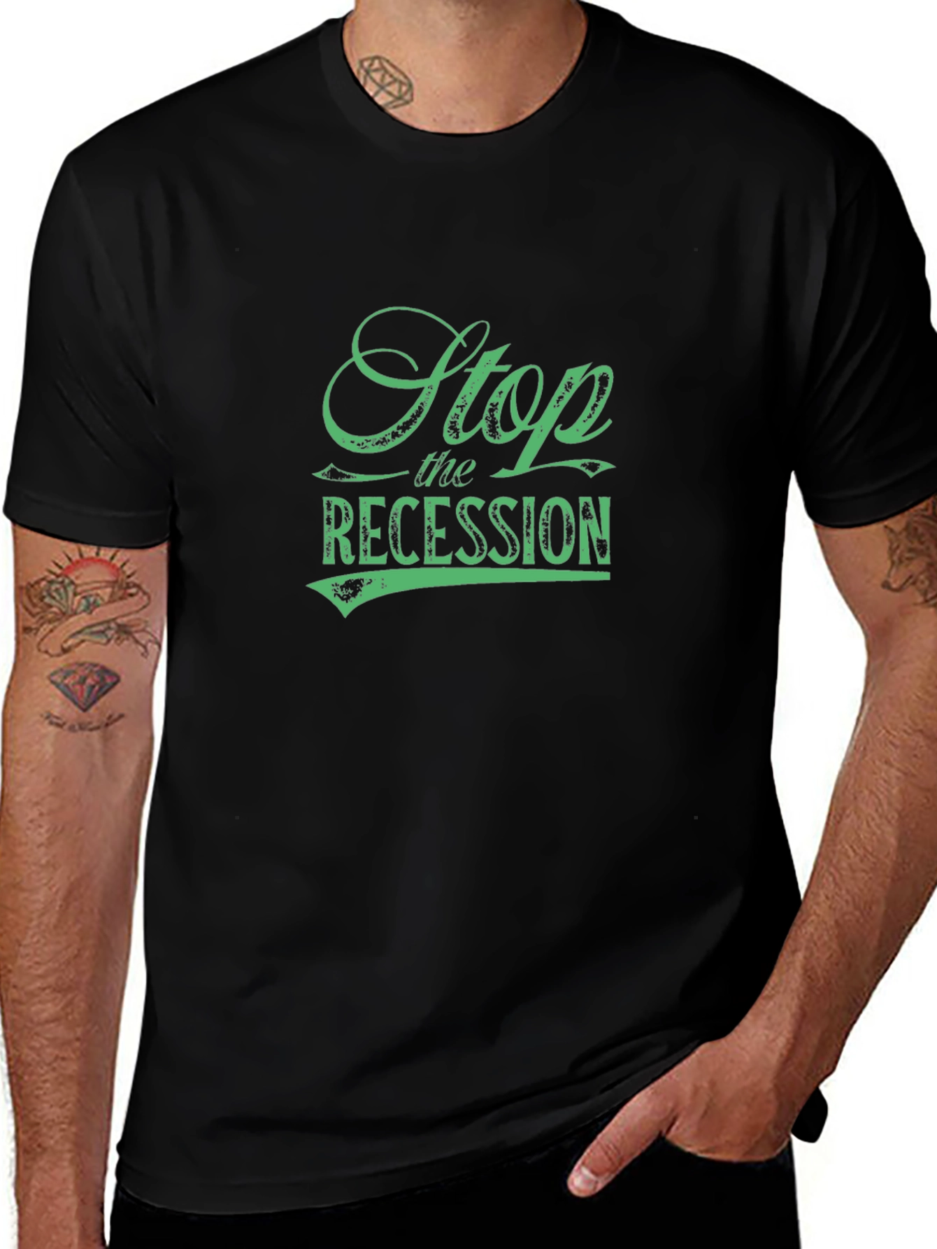 Stop the Recession Graphic Tee - Black