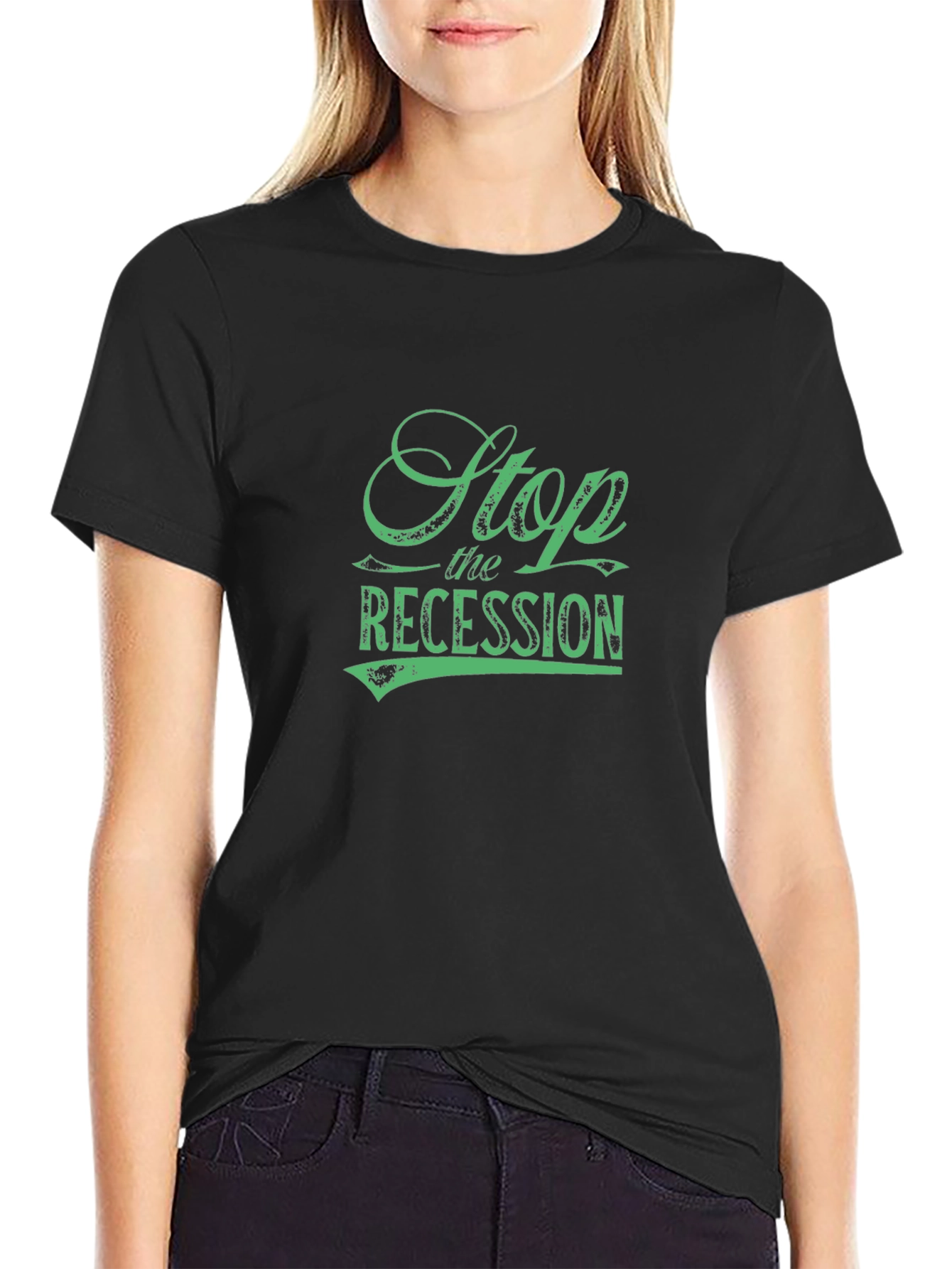 Stop the Recession Graphic Tee - Black